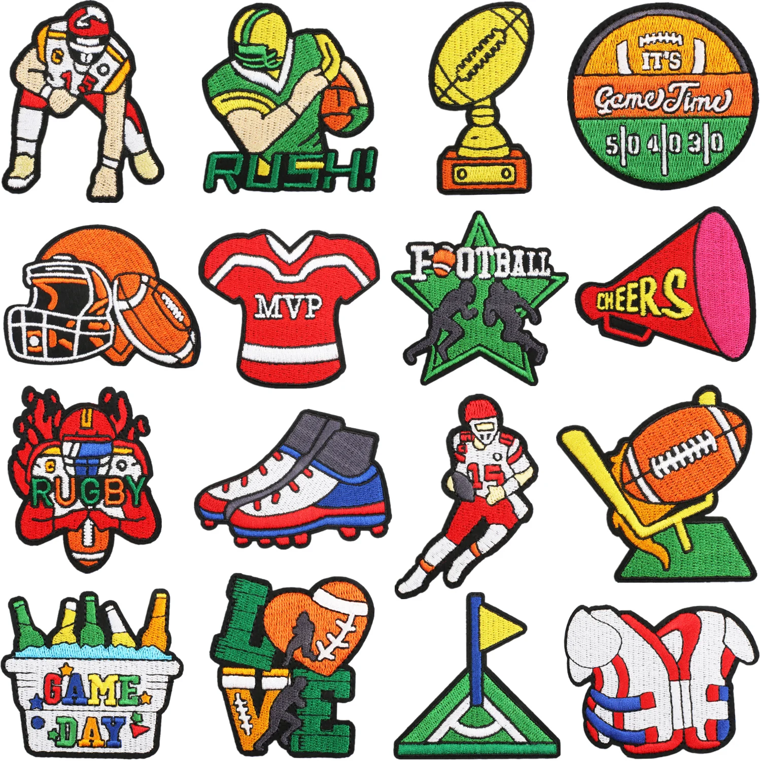 Phone Accessories Pictures - 10 ชิ้น Love Balls Cheers แพทช์ปักเหล็กบนเสื้อผ้าหมวกกระเป๋ารองเท้าซ่อมวัสดุโทรศัพท์ของขวัญกล่องอุปกรณ์ตกแต่ง