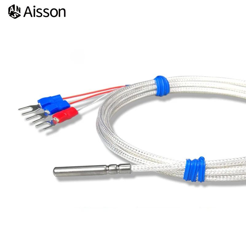 4mm*30mm PT100 Temperature Sensor Stainless Steel Thermocouple 1/2/3/4/5M Cable Sensing High Temperature Waterproof