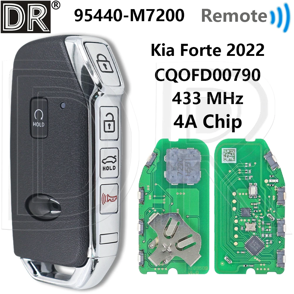 

Отличный 95440-M7200 4A чип 433 МГц CQOFD00790 бесконтактный автомобильный ключ дистанционного управления для KIA Forte 2022
