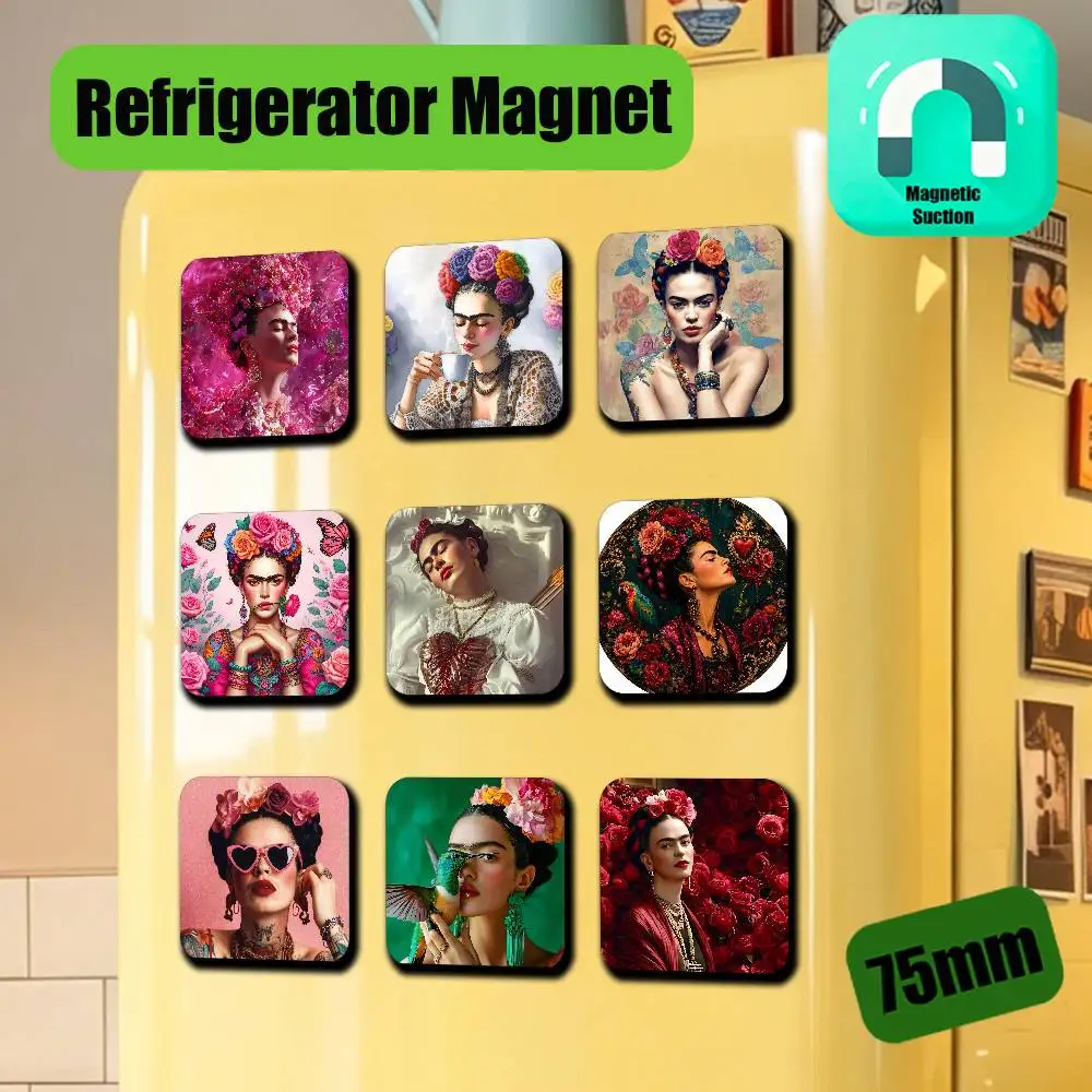 For F-Frida K-Kahlo Refrigerator Magnets Metal Icebox Cabinet Custom Fridge Magnetic Card Cover
