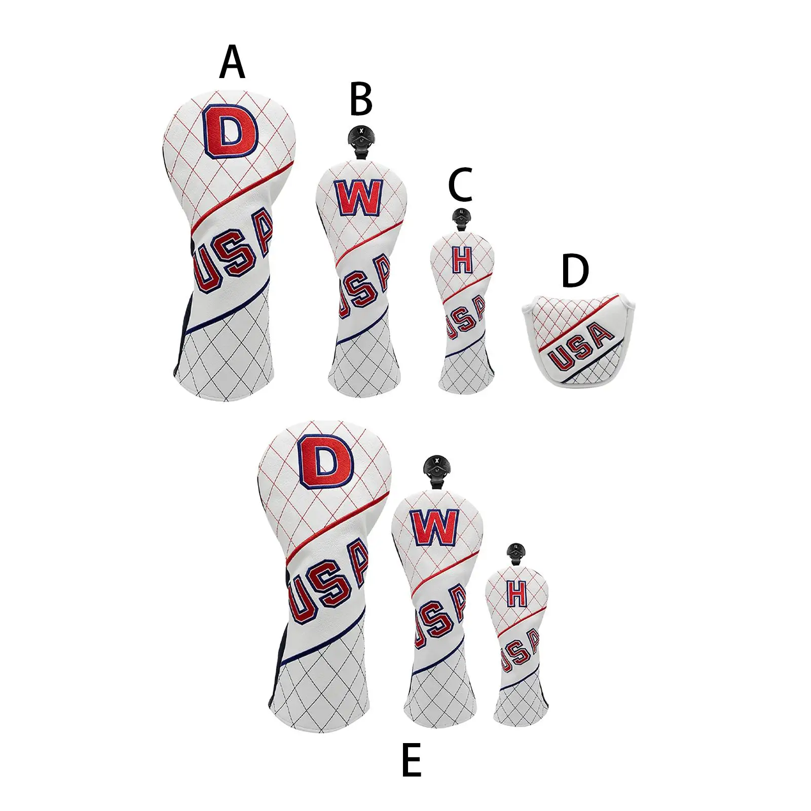 Club Head Covers USA Vintage Lightweight Adjustable for Travel Sports Outdoor