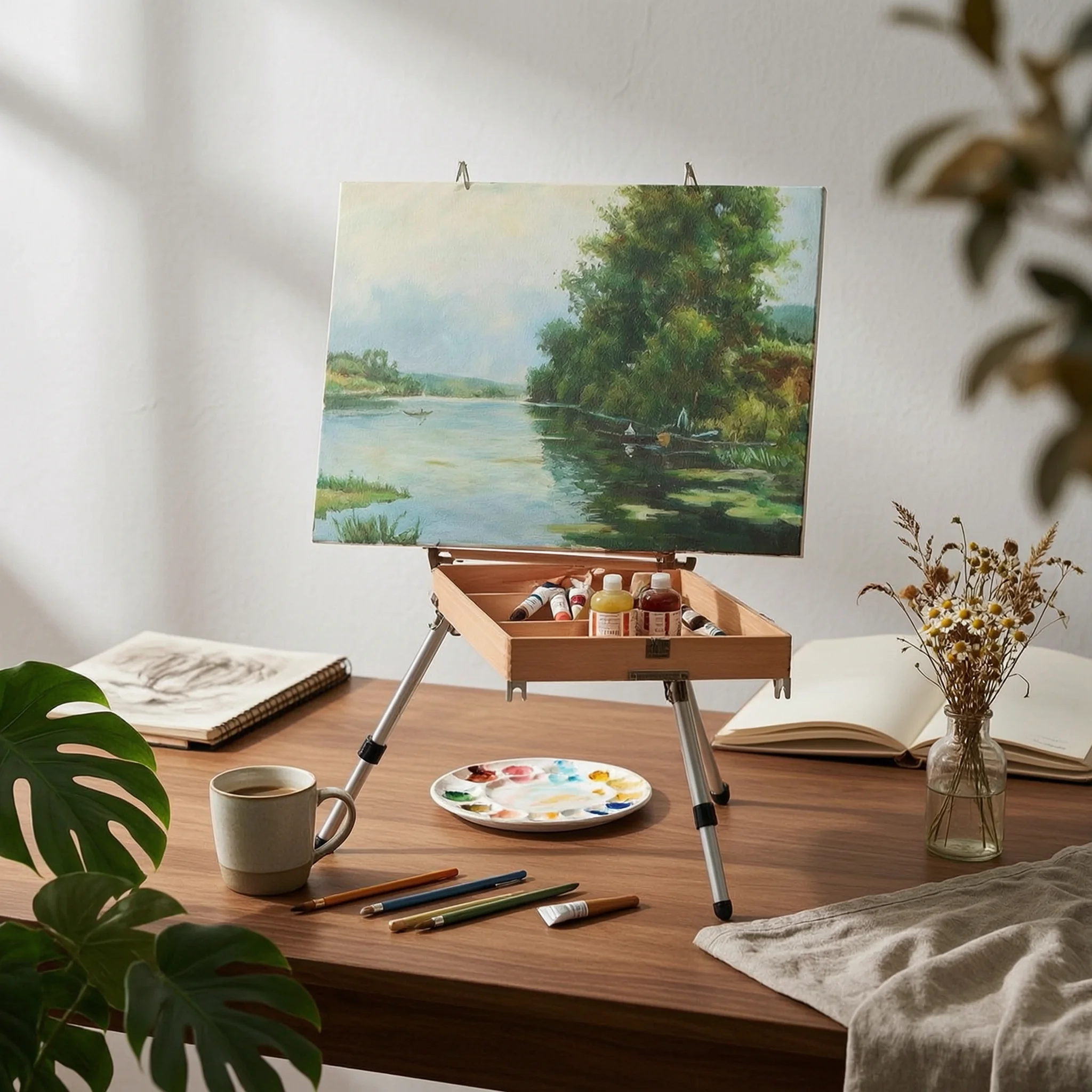 French Easel Foldable Sketchbox Easel Painting Box Stable Versatile for Artists, Plein Air, Travel