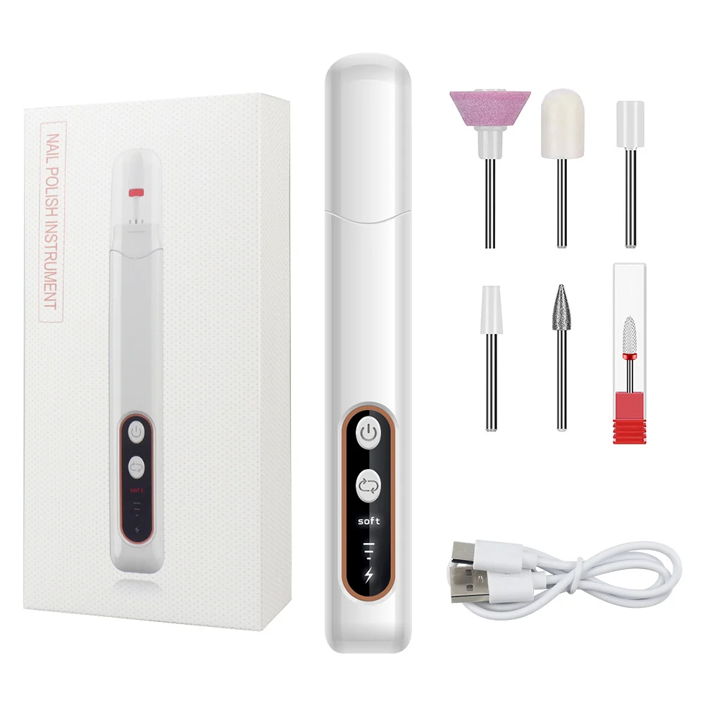 6in1 Draadloze Nagelboor 15000Rpm Met Led Licht En Screen Manicure Cutter Nail Reparatie Pedicure Frees Polijstmachine Schuurmachine