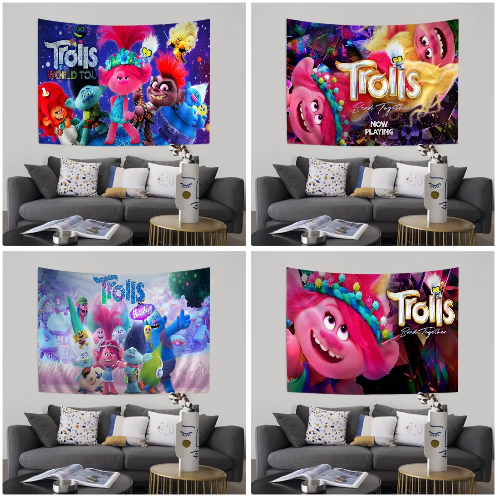 T-Trolls Cartoon Chart Tapestry For Living Room Home Dorm Decor Art Home Decor