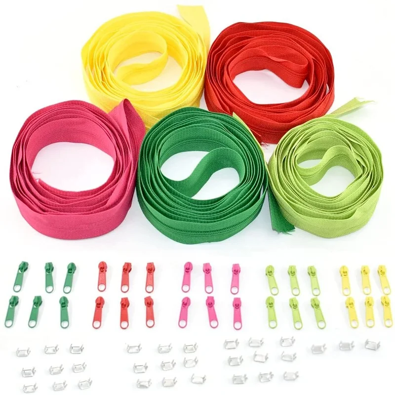 3 M (3M+ 6pcs Zipper Slider) Long Nylon Coil Zipper Roll In Pull Zip For DIY Sewing Clothing Bags Shoes Garment Accessories