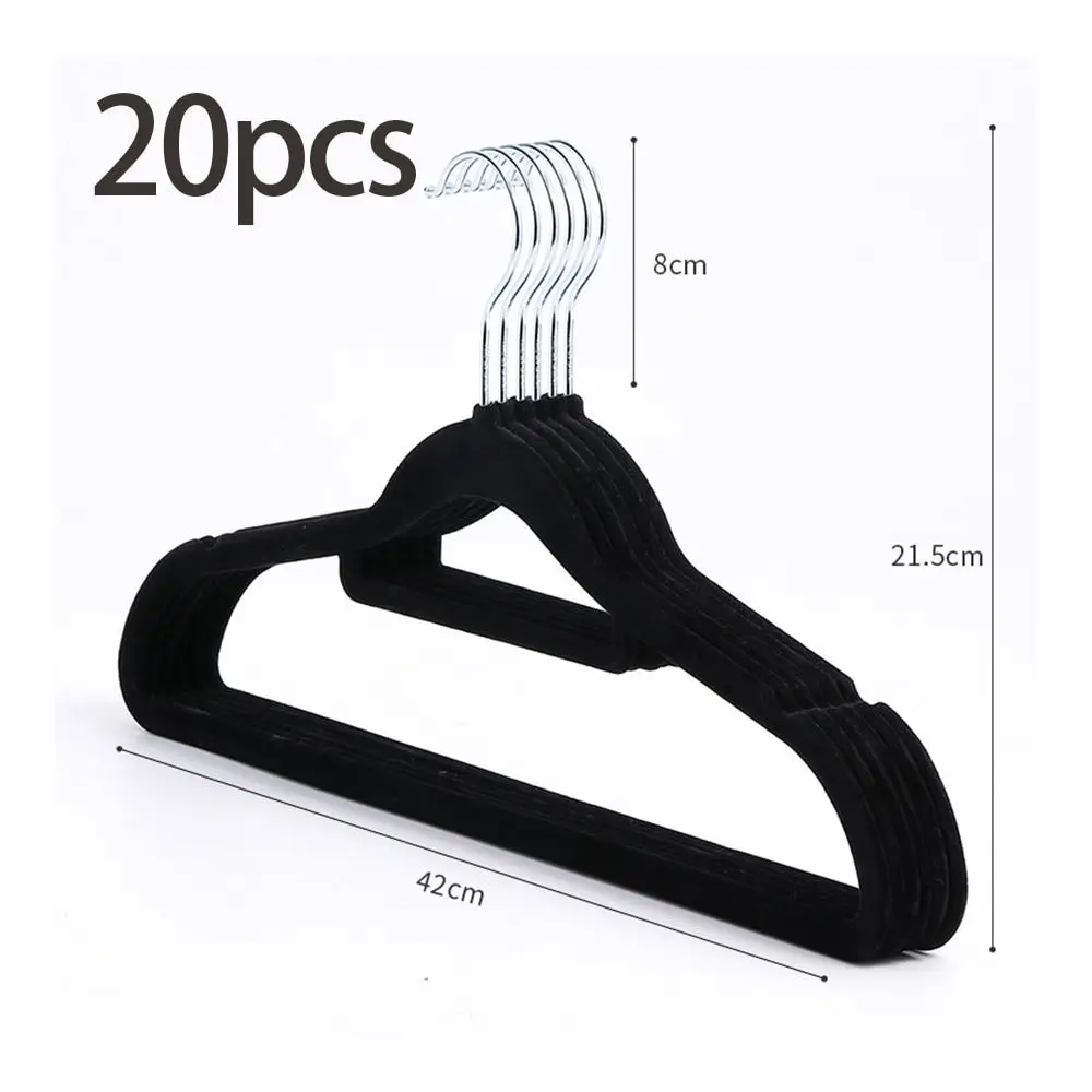 Black Velour Home Use Antiskid Clothes Hanger