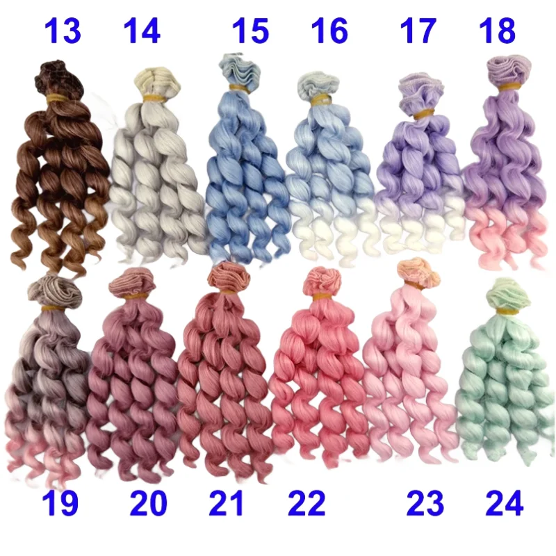 New Arrival 1 Piece 15cm X 100cm Brunette Pink Green Purple Grey Blue Brown Color Curly Doll Wig Hair for 1/3 1/4 1/6 BJD SD Diy