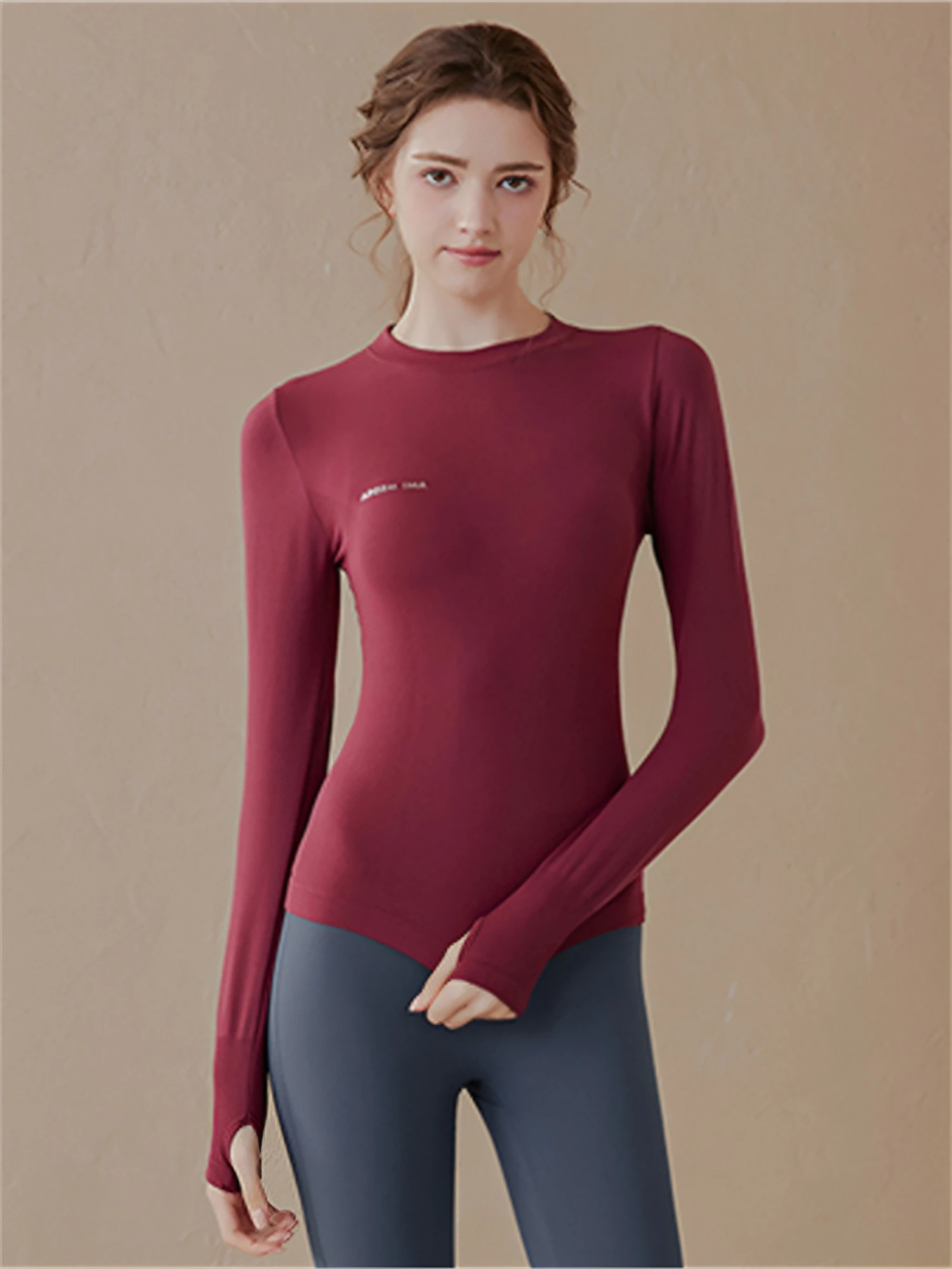 

Women's Yoga Clothes Knitted Fitn Sports Top Slimming Long Sve Running T-irt Autumn Winter Profional Tight Bodycon...