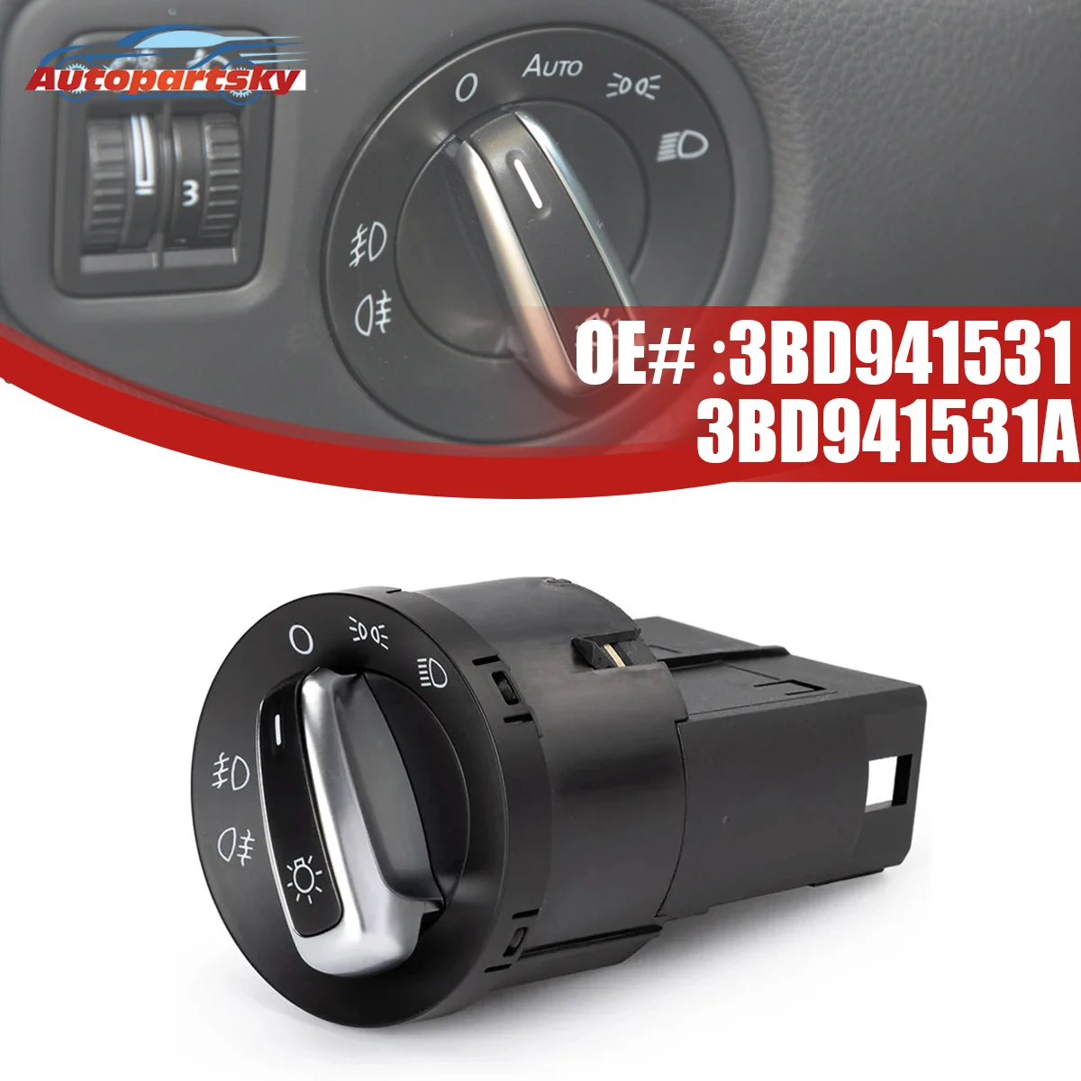 

High Quality Switch Lights Command 3BD941531 3BD941531A For VW Golf / Jetta / Bora Mk4 / Passat B5 / Polo 9N 9N3 / Sharan / Lupo