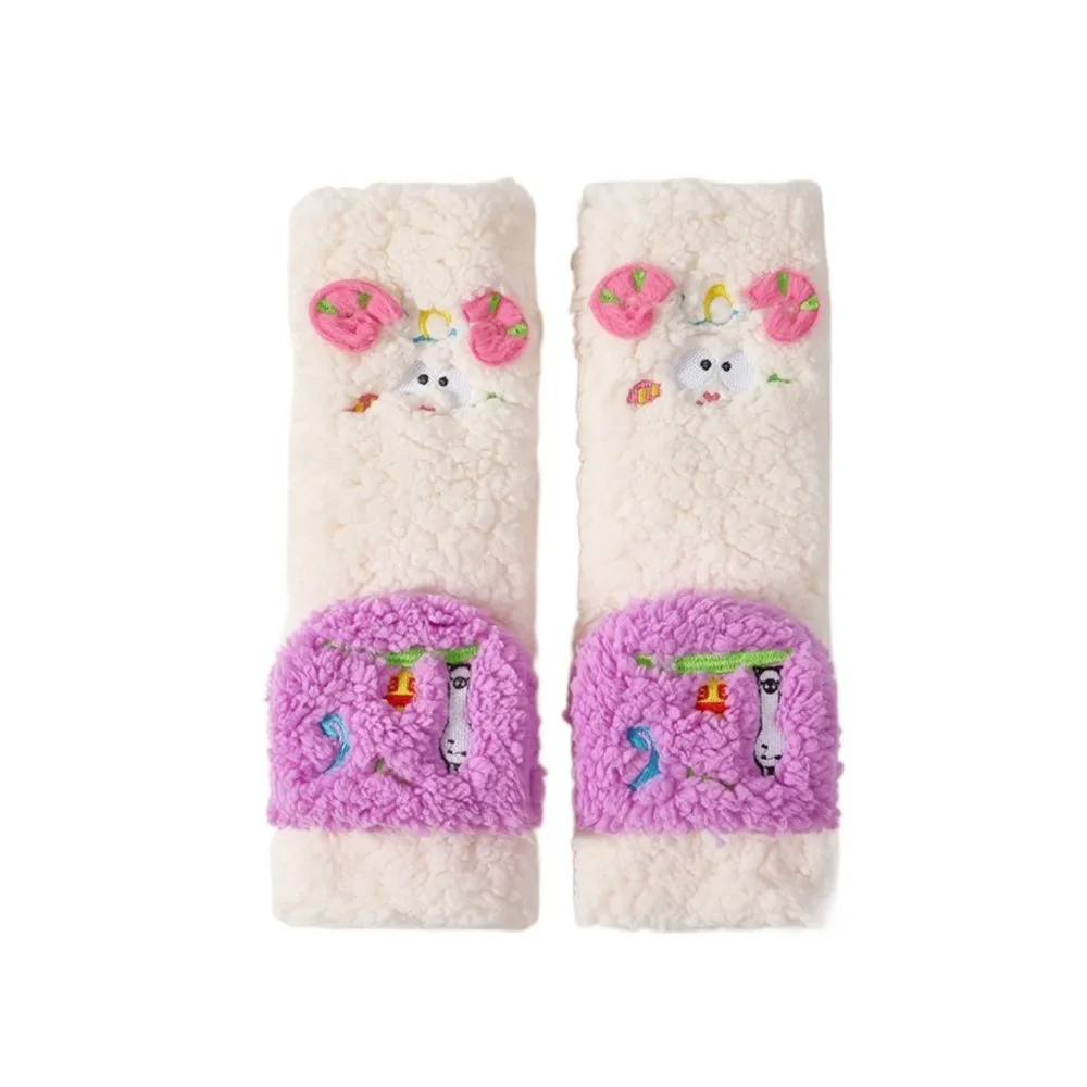 

1 пара модных забавных пушистых носков из кораллового флиса с 3D мультяшными утолщенными носками-тапочками, мягкие повседневные повседневные зимние носки