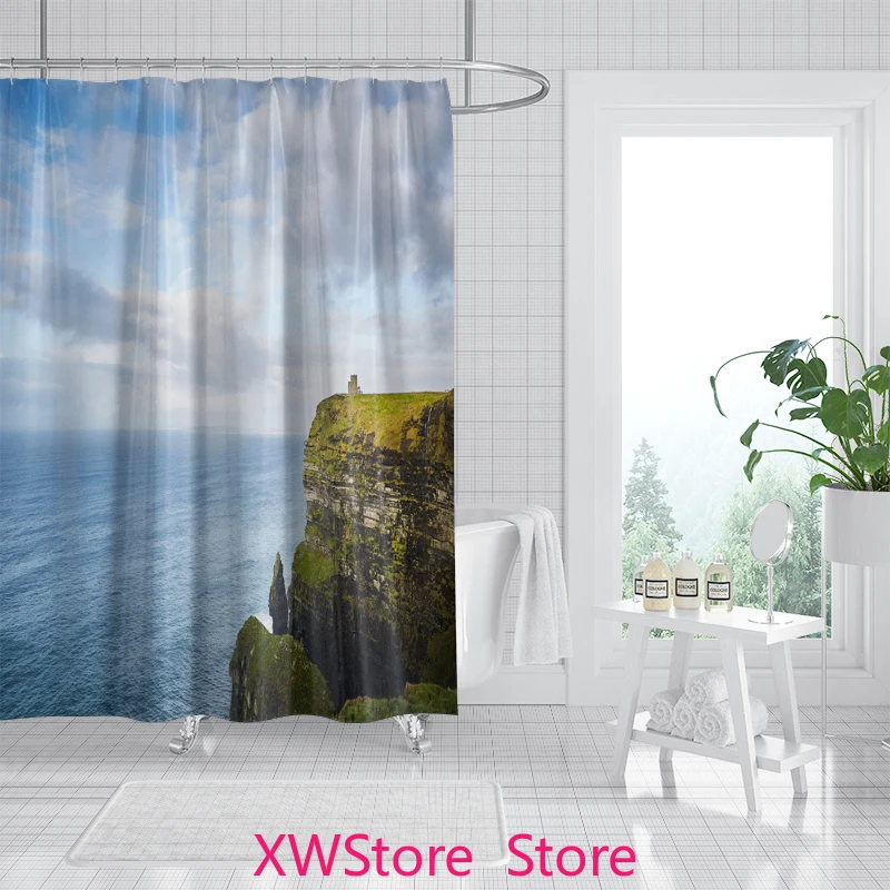 

Sea Scenery Waterproof Shower Curtain Modern Art Bathroom Decoration Shower Curtain, Easy To Install
