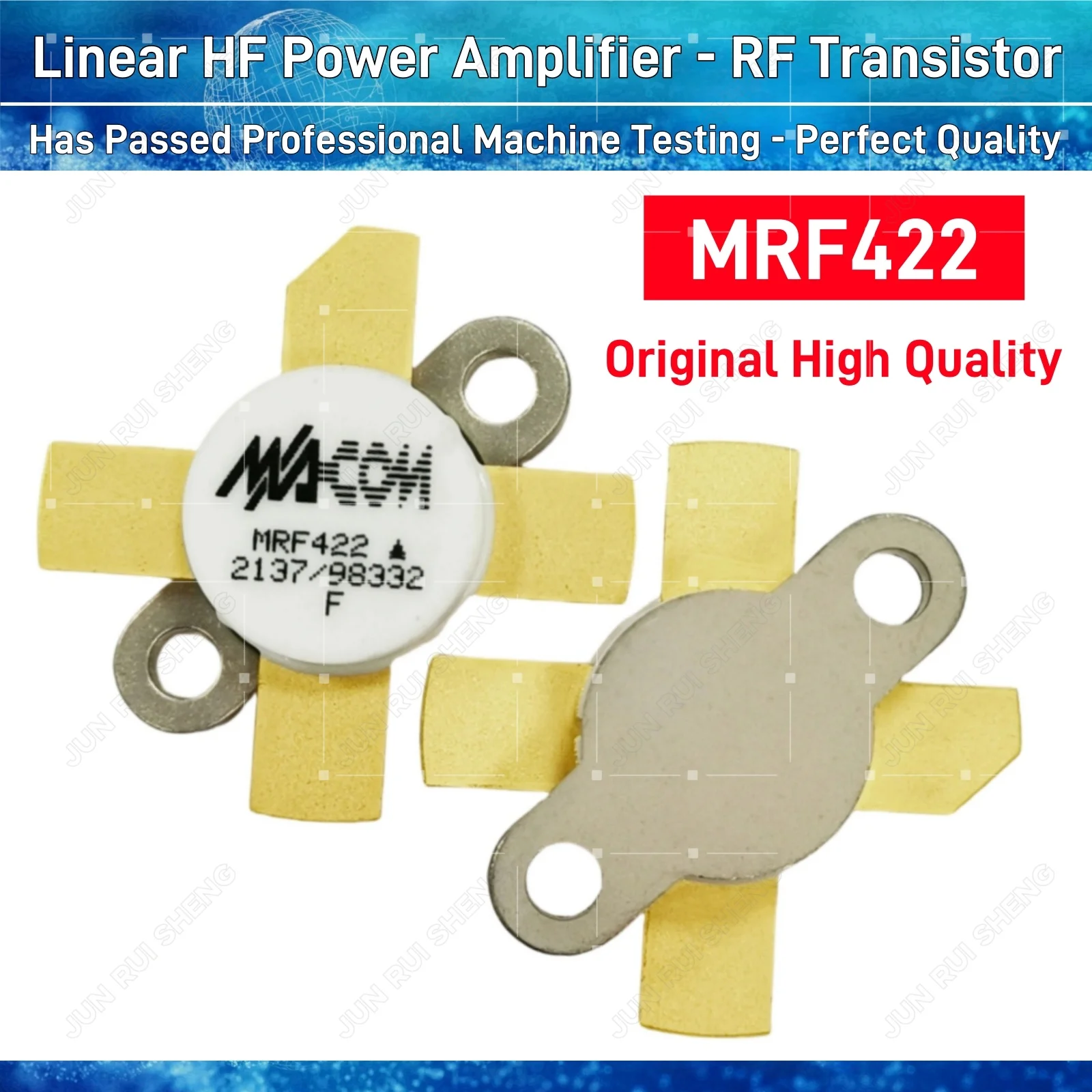 

Оригинальный MACOM для MRF422 RF биполярных транзисторов 20A 28V 150W TRANS RF NPN кремниевый мощный HF транзисторный усилитель модуль BJT