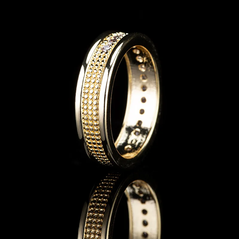 Classic stacked style ring with glossy diamonds inlay rings for women simple fashion and suitable for daily jewelry gifts