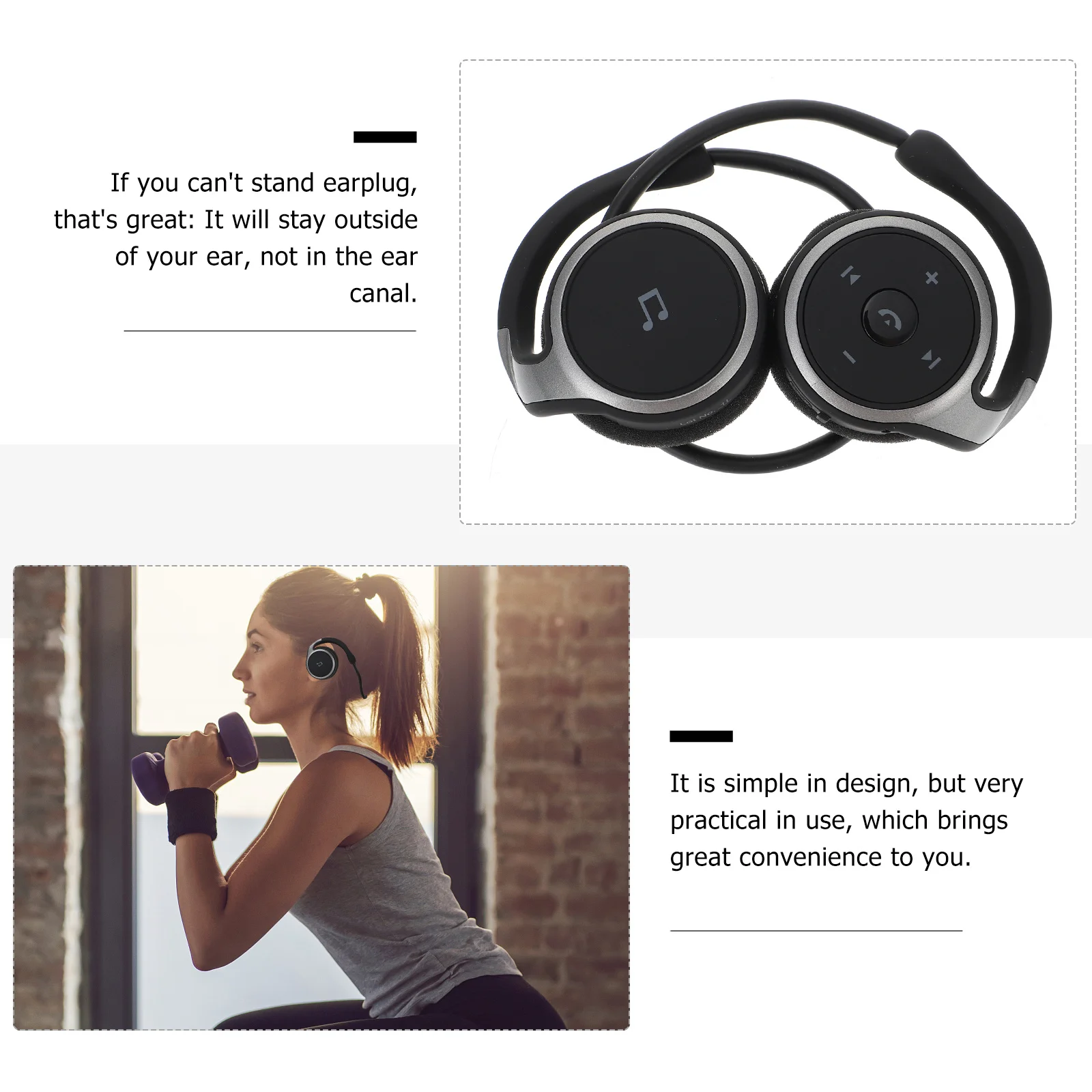 سماعات أذن لاسلكية لتشغيل التمارين الرياضية مع ميكروفون خفيف الوزن ومريح مناسب للصالة الرياضية في الهواء الطلق #5