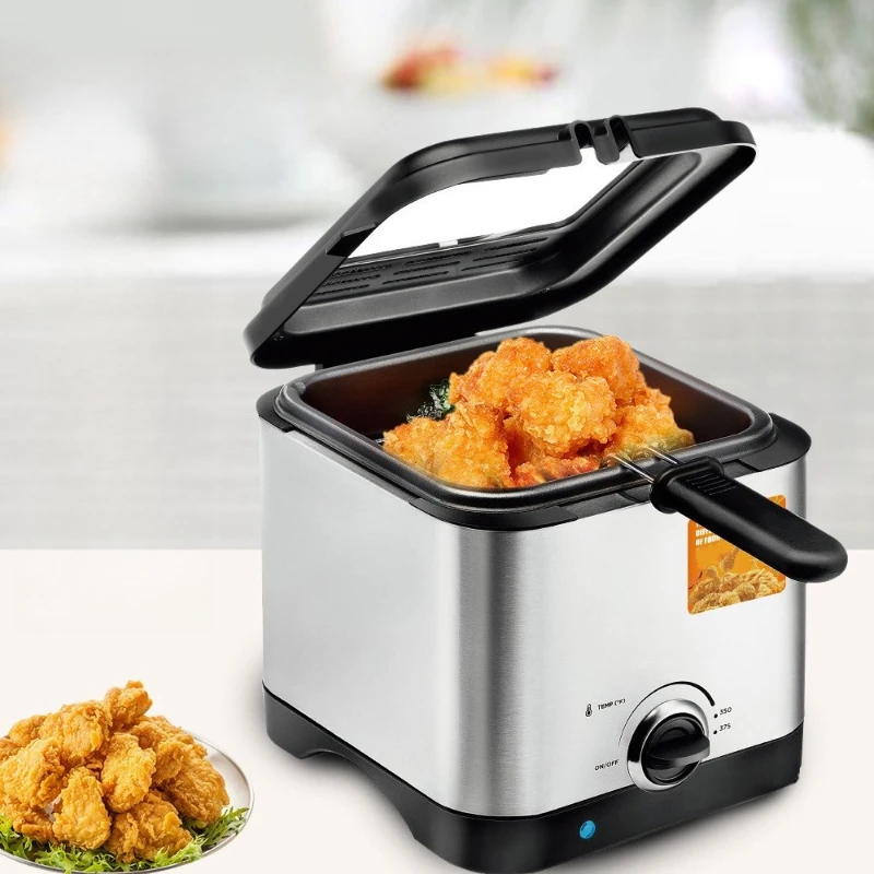 

Household 2L Electric Fryer Small Fryer Skewers French Fries Fried Chicken Wings Fried Fritters 1000W Fryer