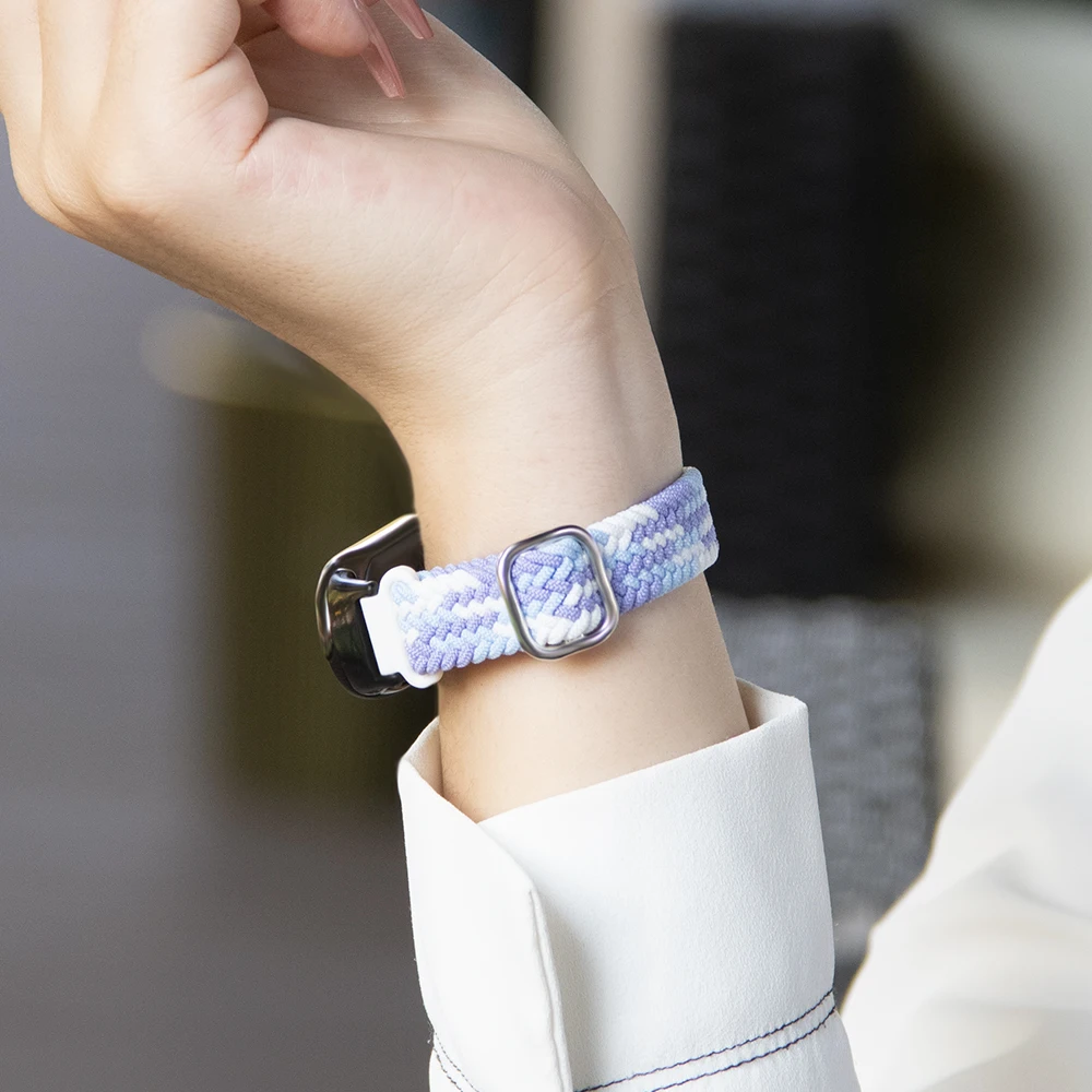 สายรัดแบบถักทดแทนสำหรับสร้อยข้อมือเสี่ยวหมี่ Mi Band 8 แบบปลดเร็ว ทนทาน ทำจากไนลอน ปรับได้ สายนาฬิกาอัจฉริยะสำหรับผู้ชายและผู้หญิง