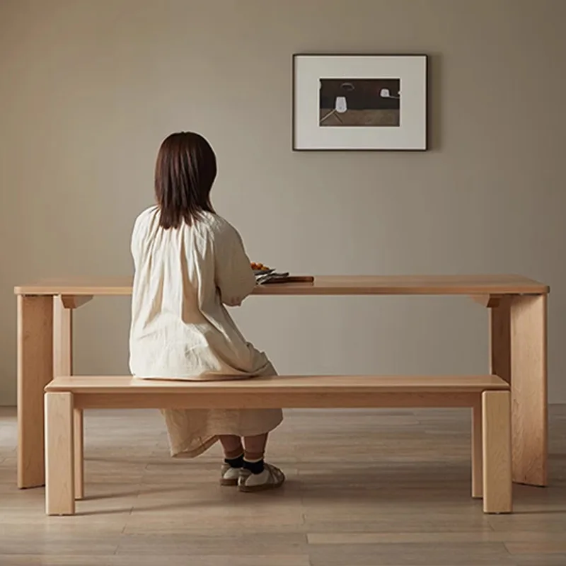 

Solid wood bench household Nordic dining table, stool cherry wood shoe changing stool, bedroom bedside bench