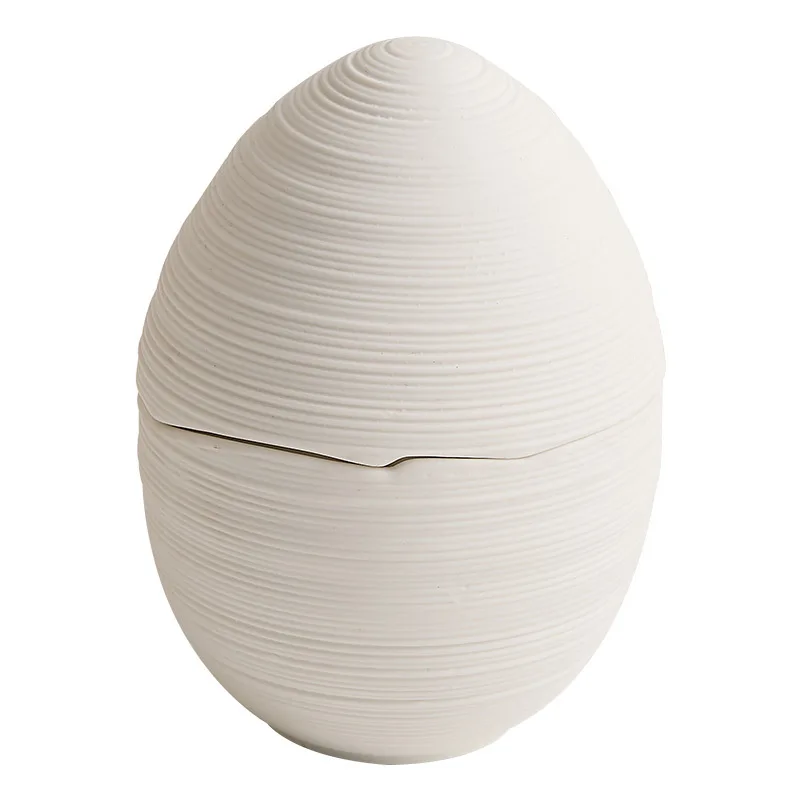 

Line pattern ceramic egg cup, one person health small stew cup, commercial egg-shaped steamed egg bowl