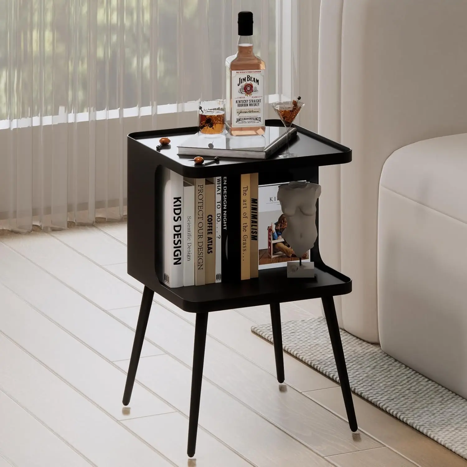 طاولة جانبية، طاولة نهاية حديثة، منضدة معدنية صغيرة. طاولة مميزة مع 4 أرجل لغرفة المعيشة وغرفة النوم والمكتب وأريكة صغيرة للمساحة. #4