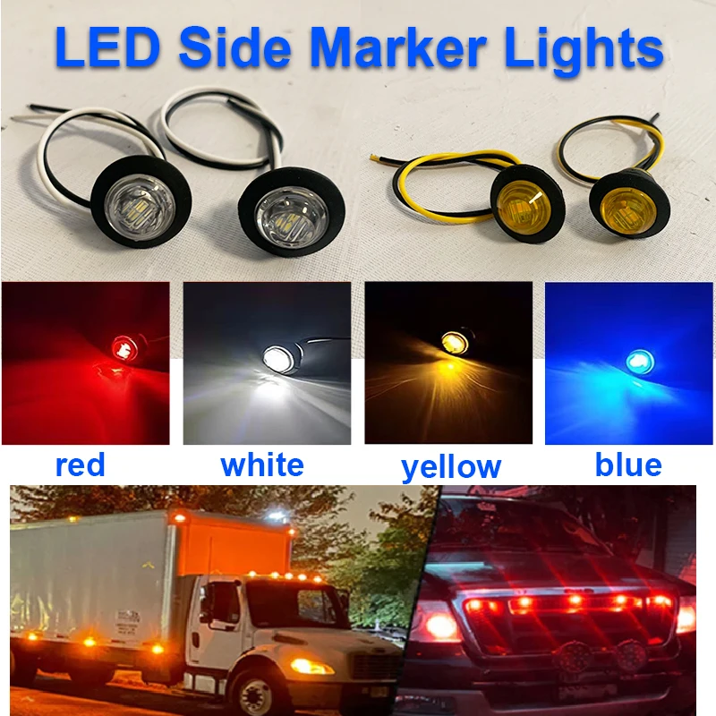 2pcs Universal Side Marker Lights 12V 24V Front Rear Indicators for Truck Car Bus Moto Trailer Van Caravan Boat - Taillight