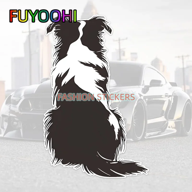 FUYOOHI Border Collie Backside Car Stickers - Cartoon Dog Decals for Cars - Waterproof Vinyl Car Decals - Self-Adhesive Decor