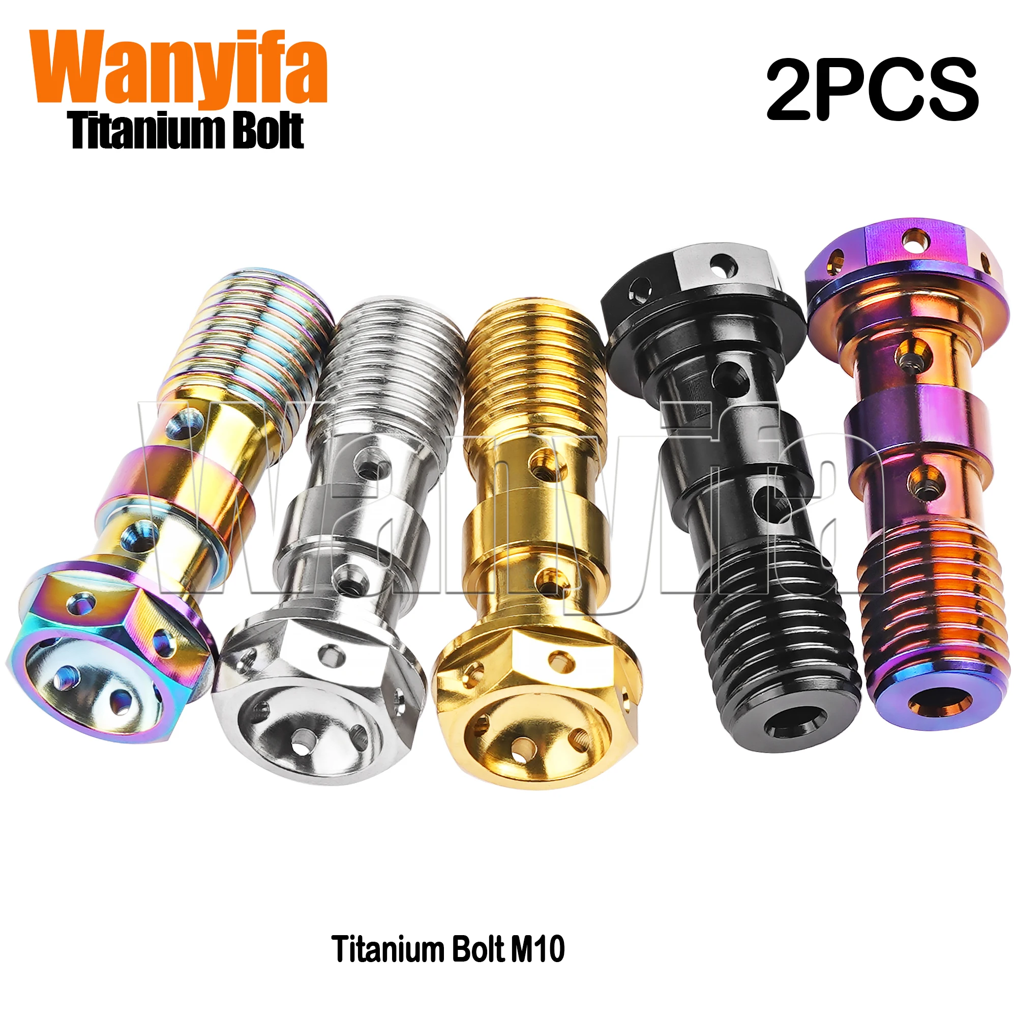 Wanyifa 2PCS Motorcycle Bolt M10 Hex Head With Double Holes Brake Master Cylinder Oil Hose Screw for Kawasaki Yamaha Suzuki