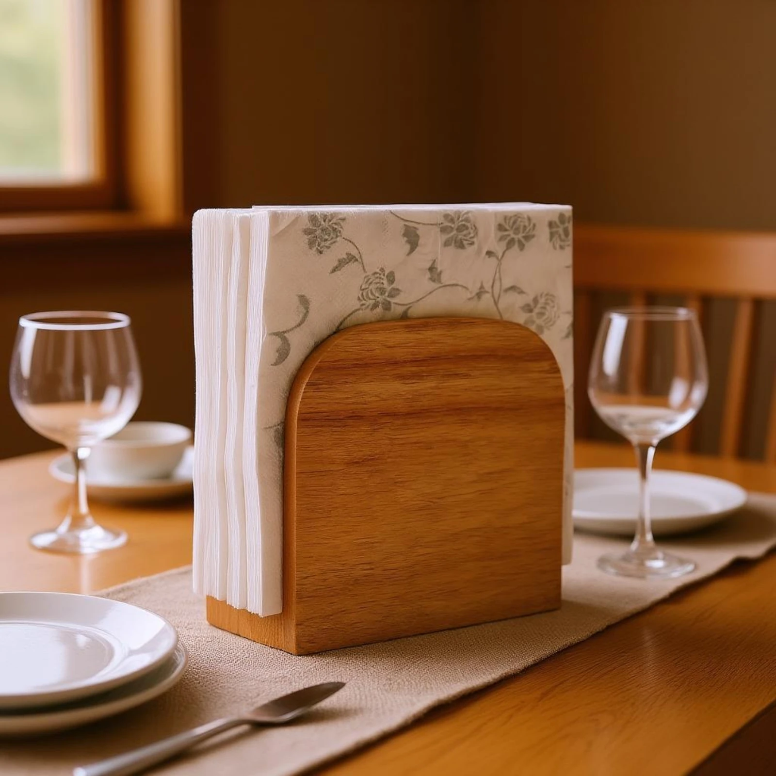 Wooden Tissue Box Holder Vertical Upright Tissue Box Holder Home Storage Sturdy Decorative for Tabletop