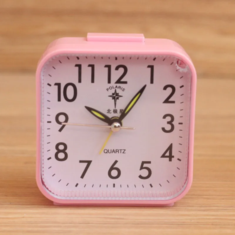 2334 Modern Fashion Plastic Squre Alarm O'clock Student Simple Classic Bedside Nightlight Mute Clock Child Decoration Timepiece