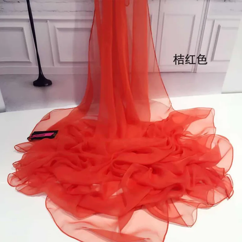 2023 Ultra-Dunne Ijs Zijde Sjaal Vrouwen Luxe Vier Seizoenen Effen Kleur Chiffon Sjaal Zomer Zonnebrandcrème Sjaal Strand Hijab neckerchie