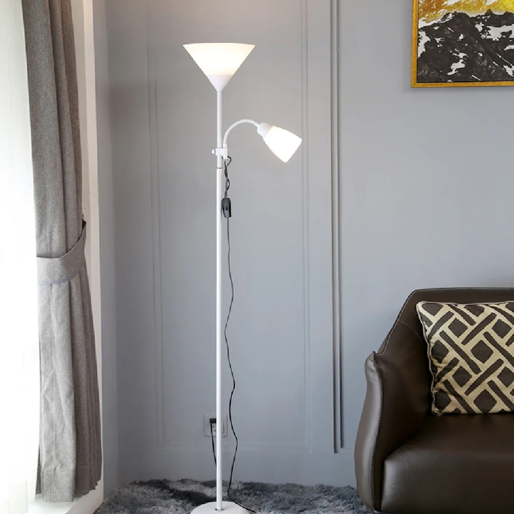 Nordic Floor Lamp Iron Black/White/Silver Decorative Lights Living Room Bedroom Study Home Indoor Simple Decor Lighting Fixtures