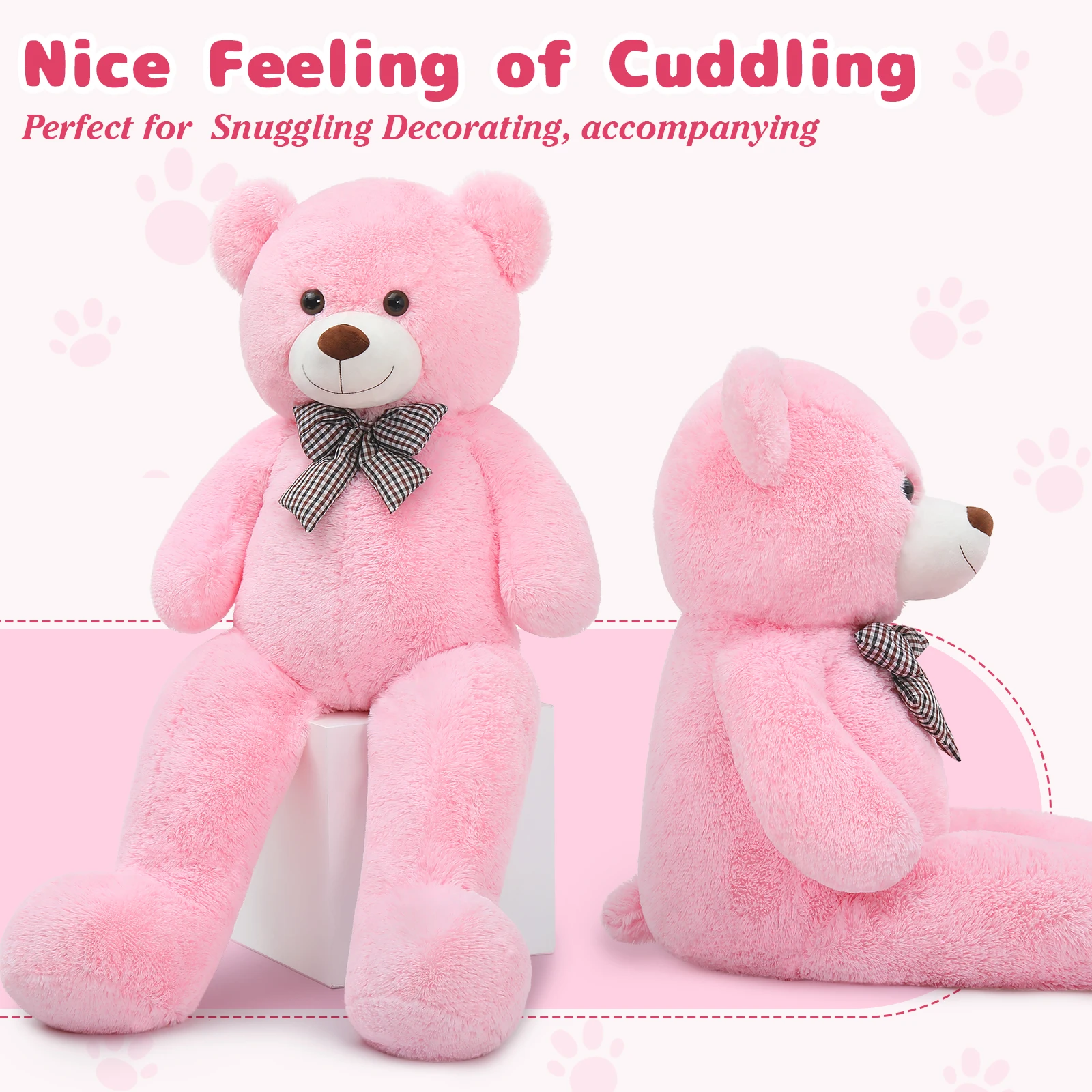 MaoGoLan Giant Pink Teddy Bear 55 inch Life Size Big Bear Large Stuffed Animals for Girlfriend