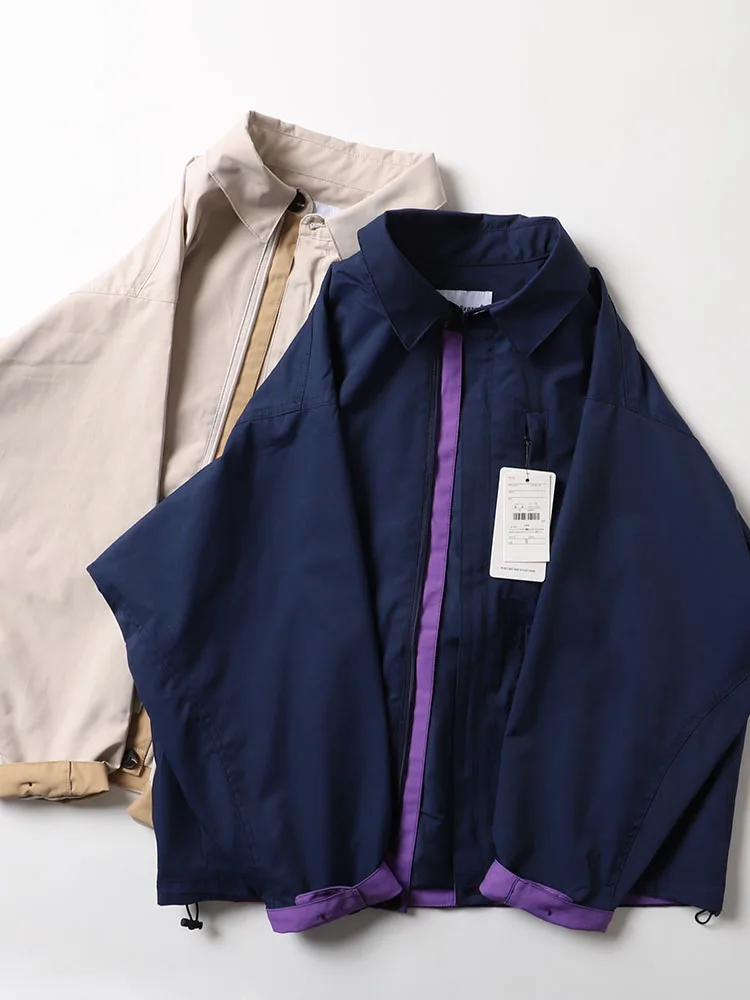 

Outdoor Waterproof Fabric Men's Loose Fit Casual Jaet Coat with Big kets Youth Trendy Autumn Long Sve Collar Jaet