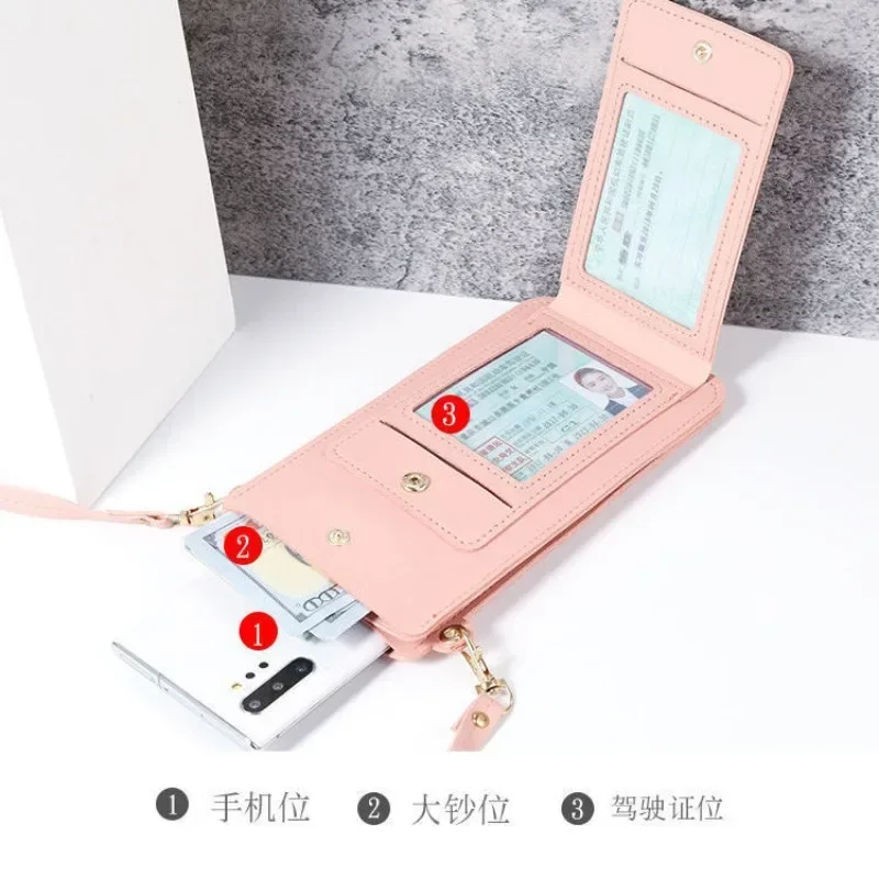 Crossbody Mobile Phone Bag for Women Girls Universal Cellphone Organizer Pouch Touch Screen Mobile Case Shoulder Bag PU Leather