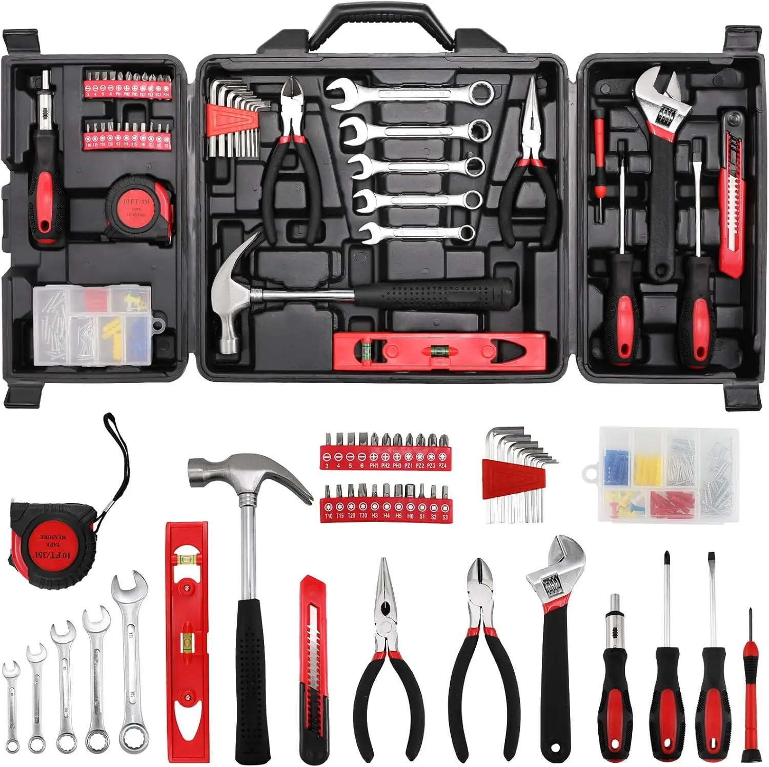 

147-Piece Tool Set with Storage Box, Screwdrivers, Wrench, Pliers, Knife – Home, Car, Garage Essentials