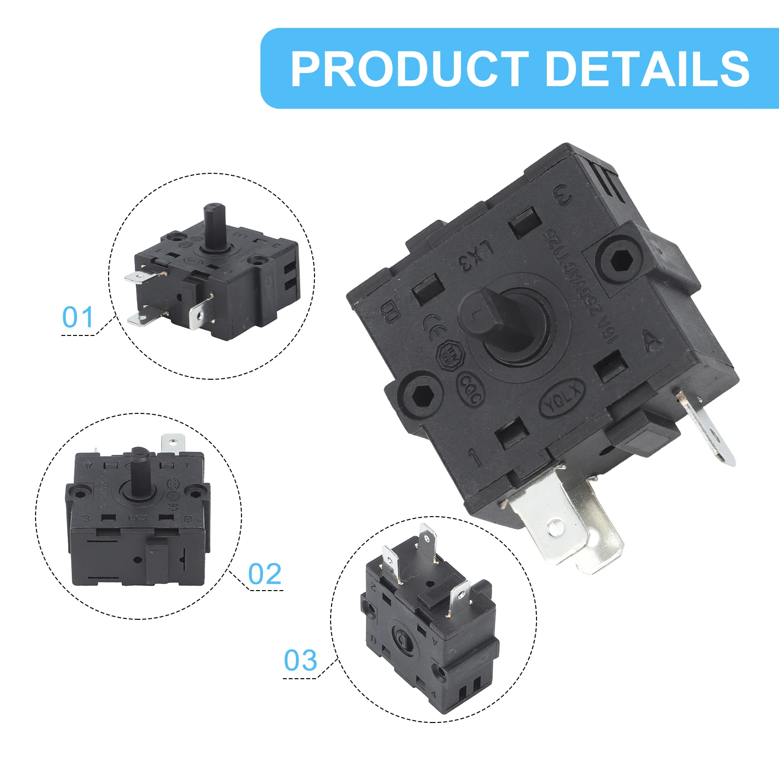

Трехконтактный переключатель регулировки передач, контактный тип 3NC 1NO, металлический, совместим с электрическими обогревателями, запчасти для металлических электрических обогревателей