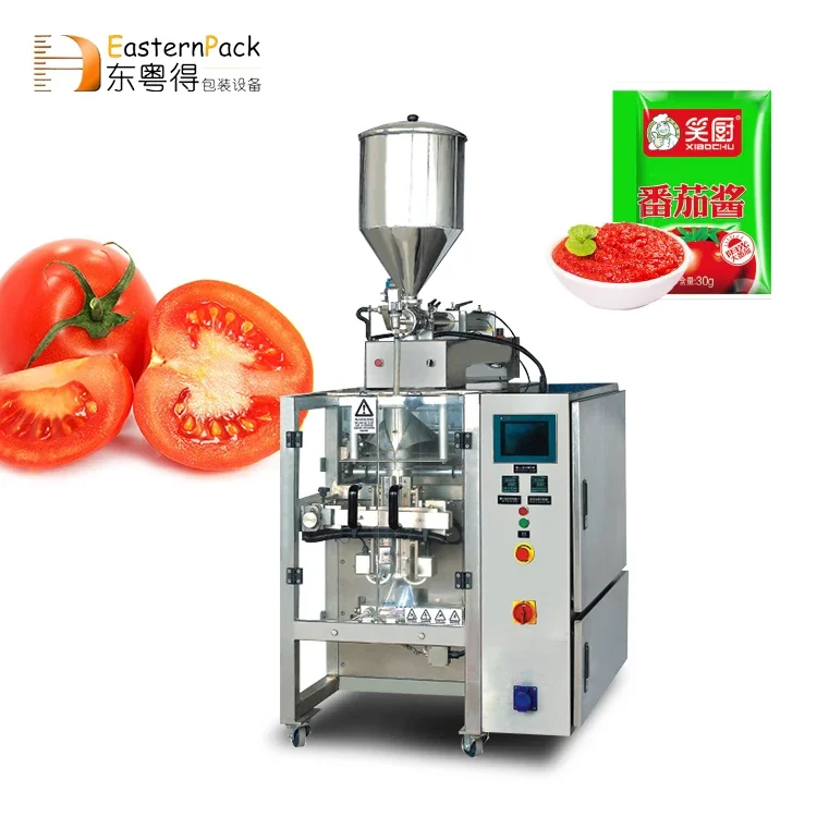 Manufacturing Automatic filling sealing packaging liquid ketchup tomatoes paste sauce sachet ketchup packing machine