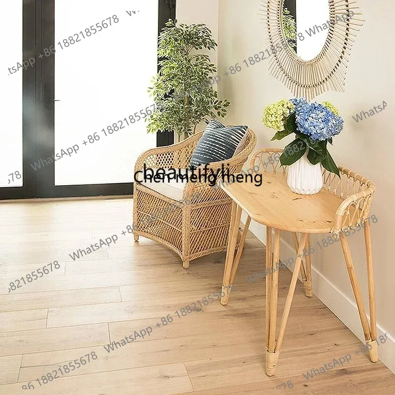 new ZqNordic Rattan Dresser for Home, Creative Shelves, Makeup Table, Solid Wood, Simpless 26