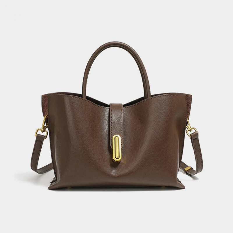 

Hifashion Vintage Genuine Leather Tote Handbags For Women 2025 Luxury Designer Commuting Shoulder Bags Crossbody Ladies Handbags