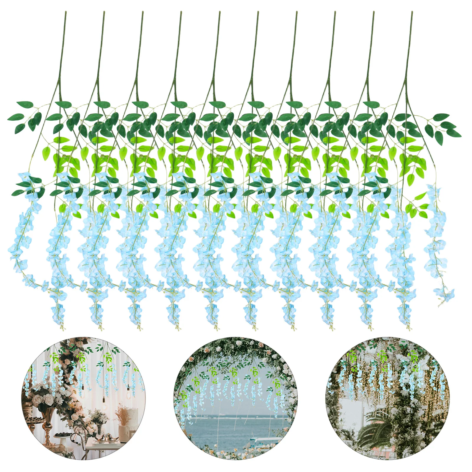 

12Pcs Sky Blue Artificial Wisteria Vines Realistic Hanging Flowers Wedding Party Garden Decoration Artificial Wisteria Garland