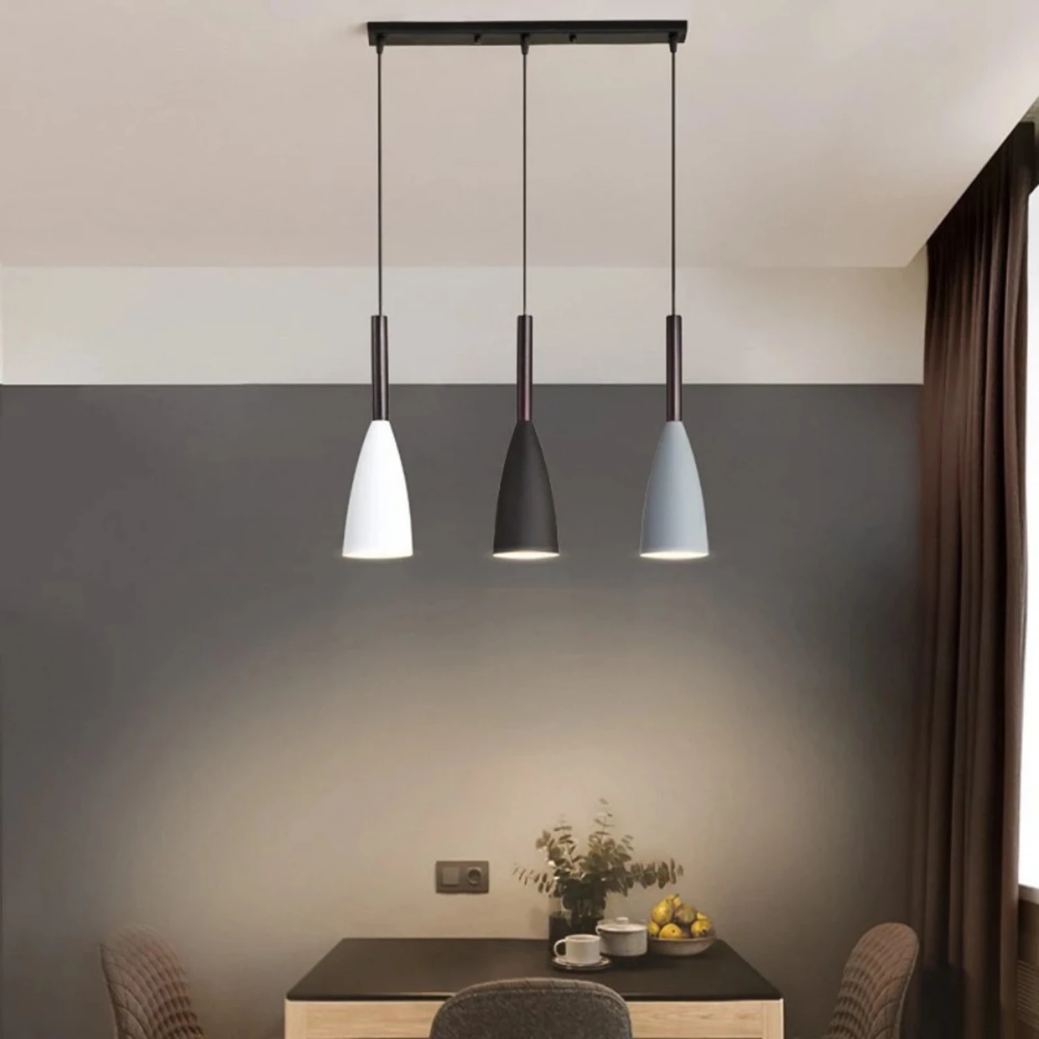 New Elegant and Stylish Three-Light Iron Chandelier, Modern and Chic Lighting Fixture for Fashion Forward Bedroom and Study Deco