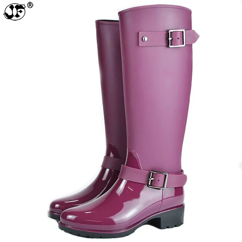 Spring winter boots brand design mid-calf boots student zip rain boots preppy shoes woman buckle rubber rainboots 786