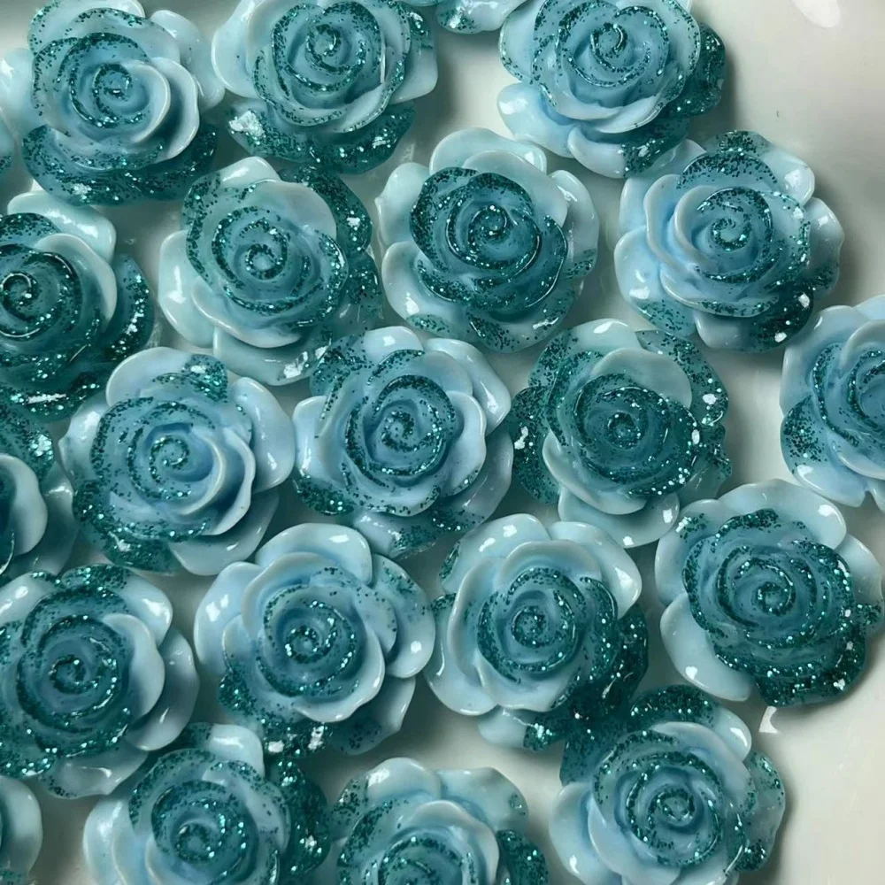 10Pcs 18mm Rose Flower Resin Accessories Cabochon Earring Hair Clip Scrapbooking Supplies DIY Jewelry Crafts Decor Accessories