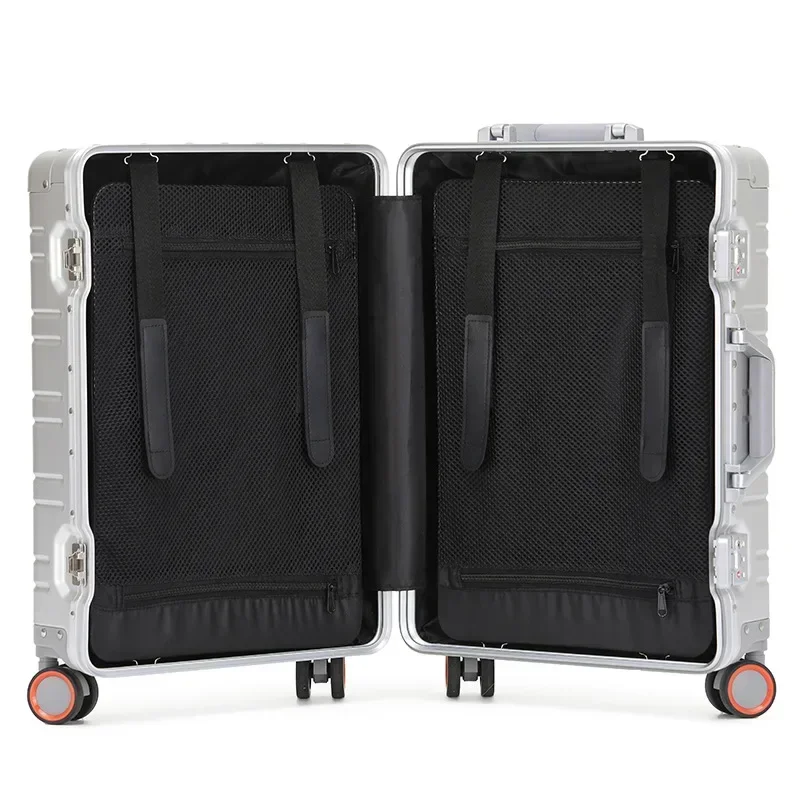 Travel Suitcase Aluminum-magnesium Alloy Unisex Business Rolling Luggage on Wheels Trolley Luggage Carry-Ons Cabin Suitcase