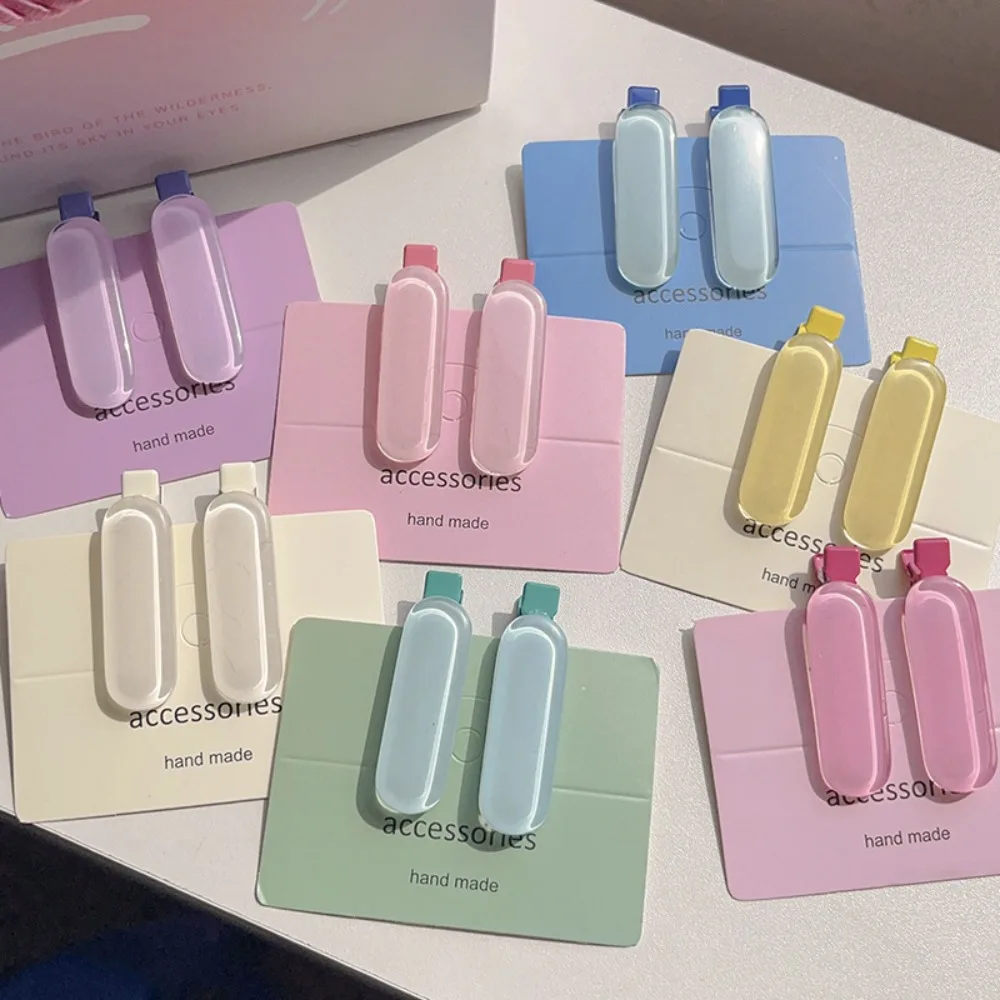 

2pcs/set Fashion Oval Barrettes Hair Clips Jelly Color Small Side Clip Geometric Hairpin Women Girls
