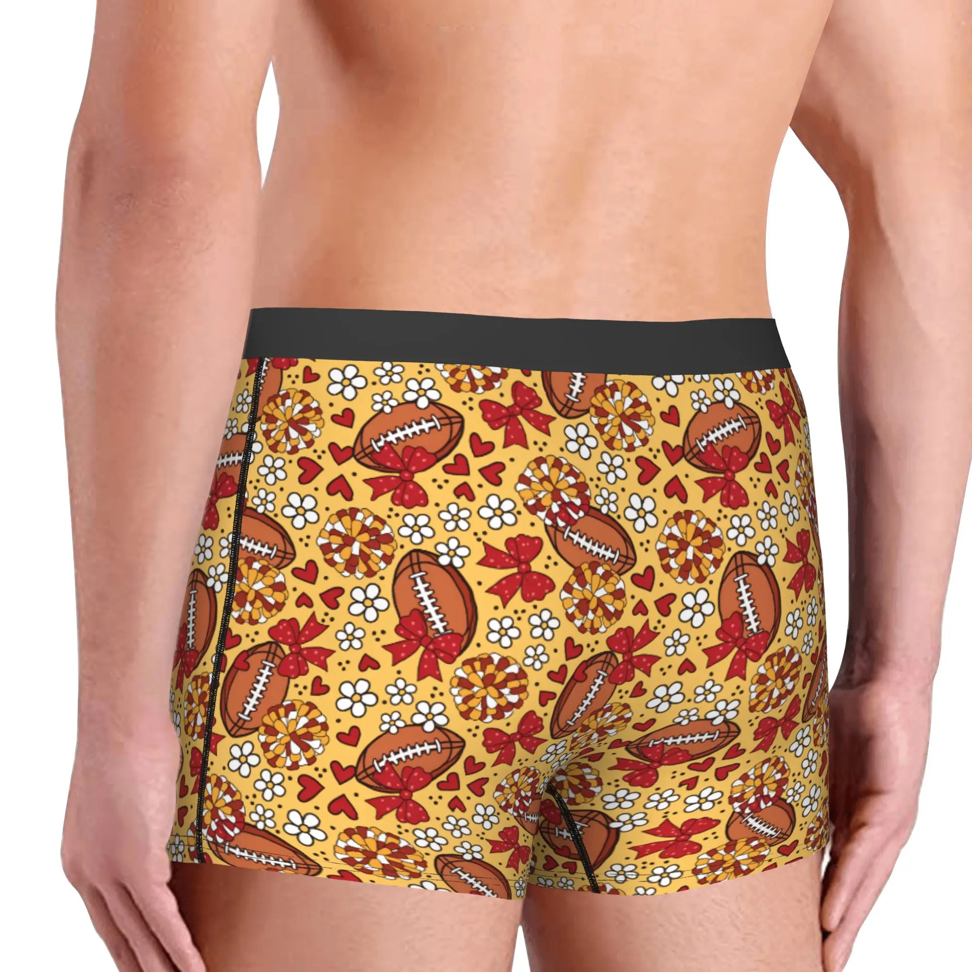 Football Cheer Bows Rugby Union  Boxers Shorts Men's Yellow Red Briefs Underwear Fashion Underpants