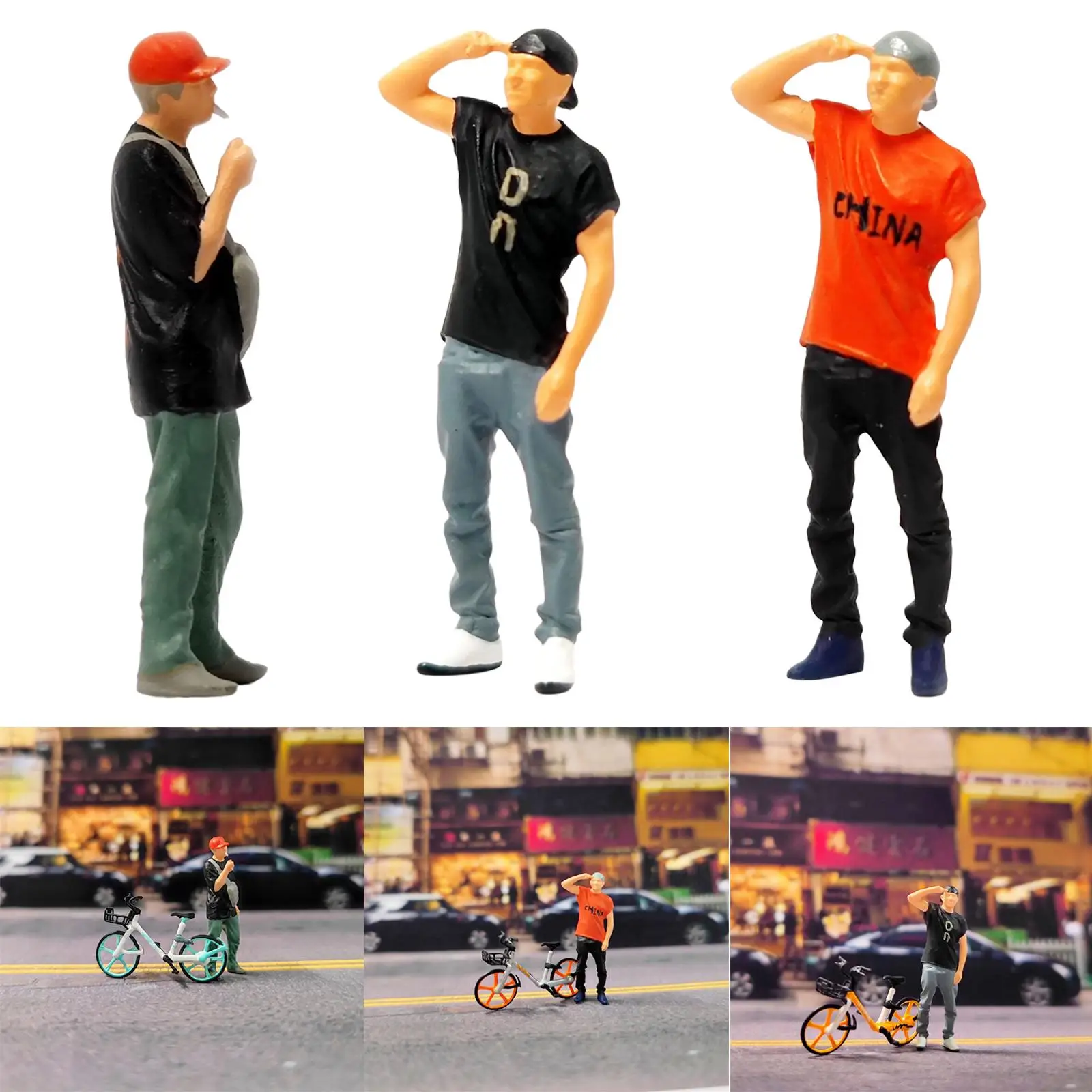 Tiny 1/64 Mannen Figuren S Schaal Hars Pop voor DIY Building Desktop Decor
