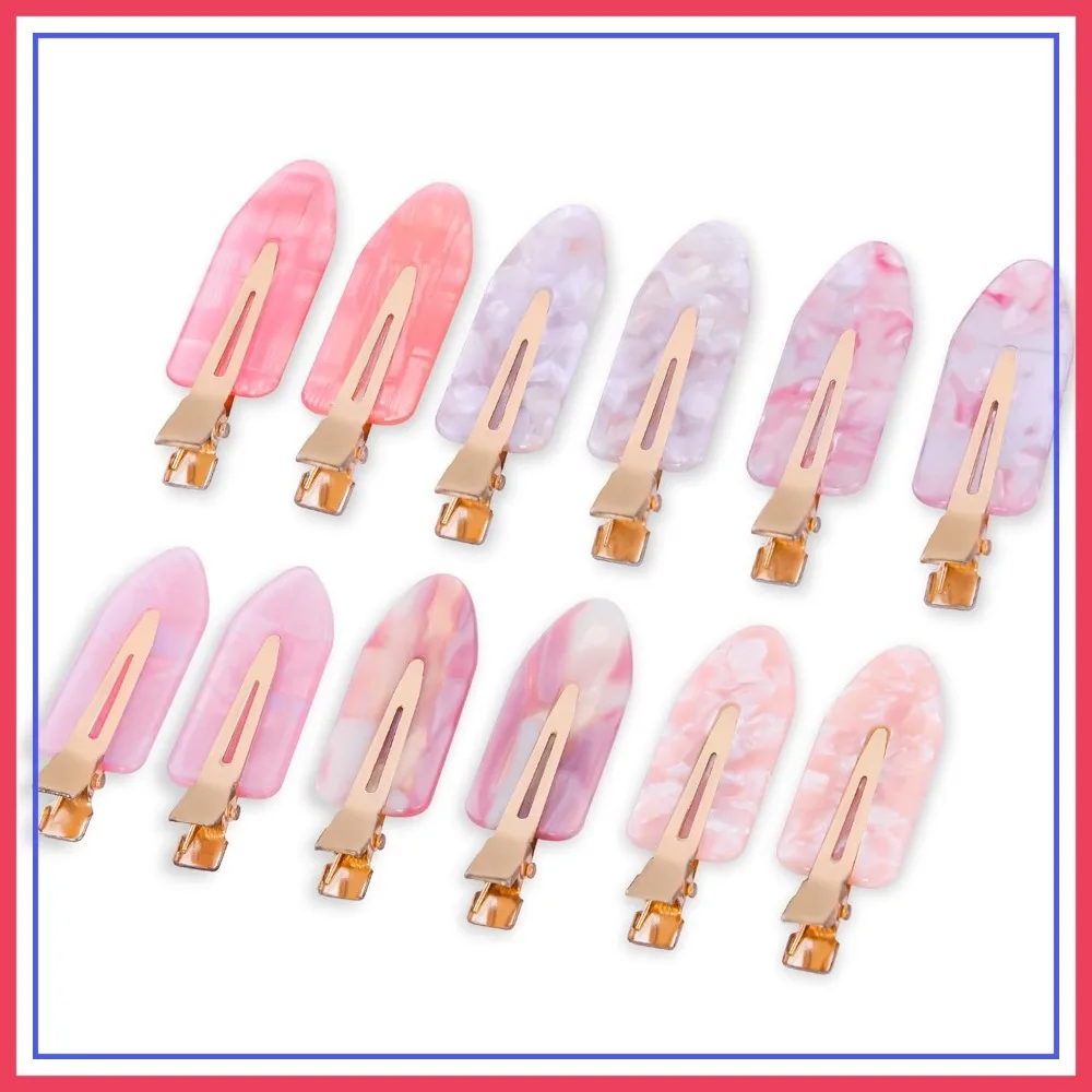 

No Crease Non Slip Flat Hair Clips for Styling, Pink 12 Pcs