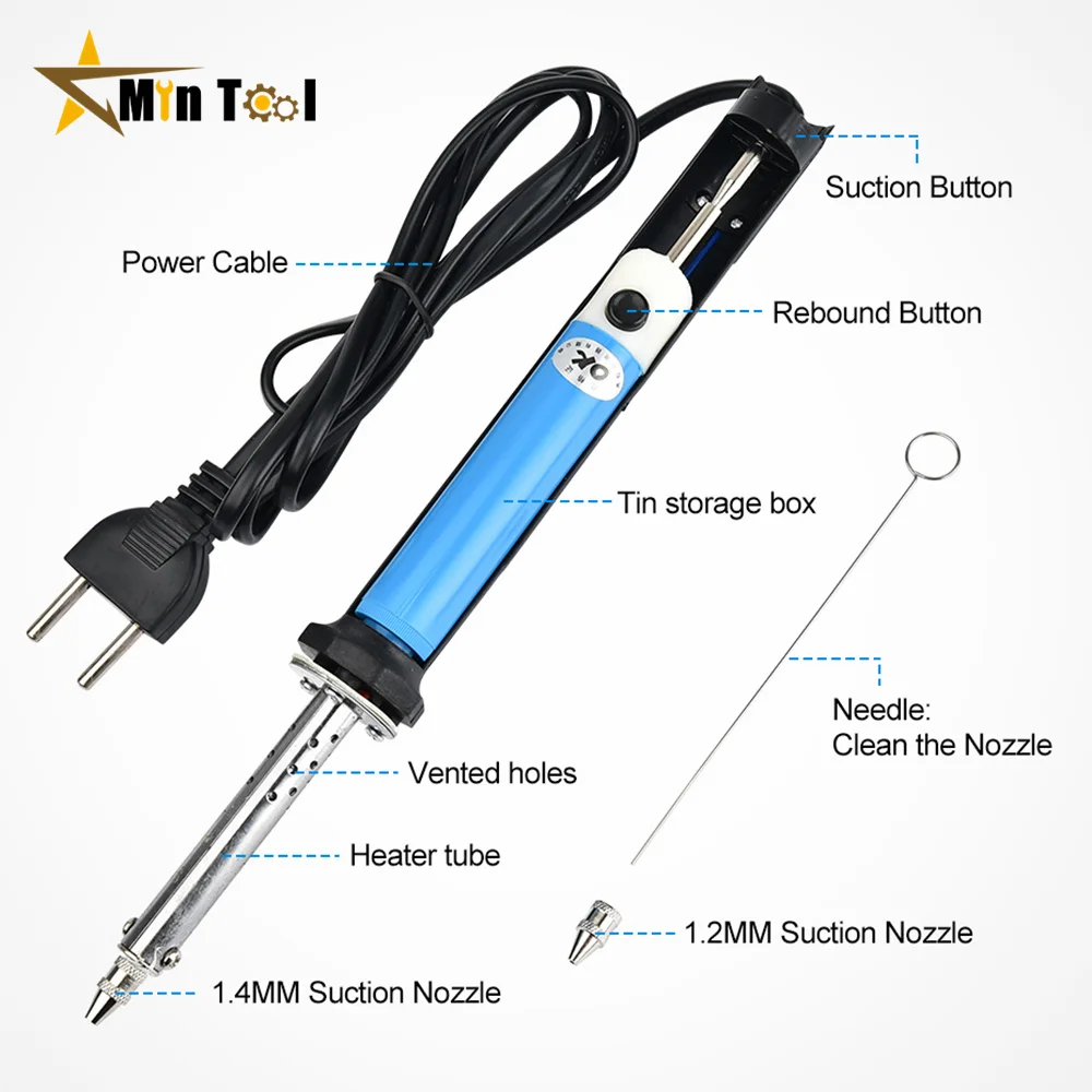 30W Handheld Electric Tin Suction Sucker Pen Desoldering Pump Soldering Tool Removal Solder Iron Pen Welding Repair Tool