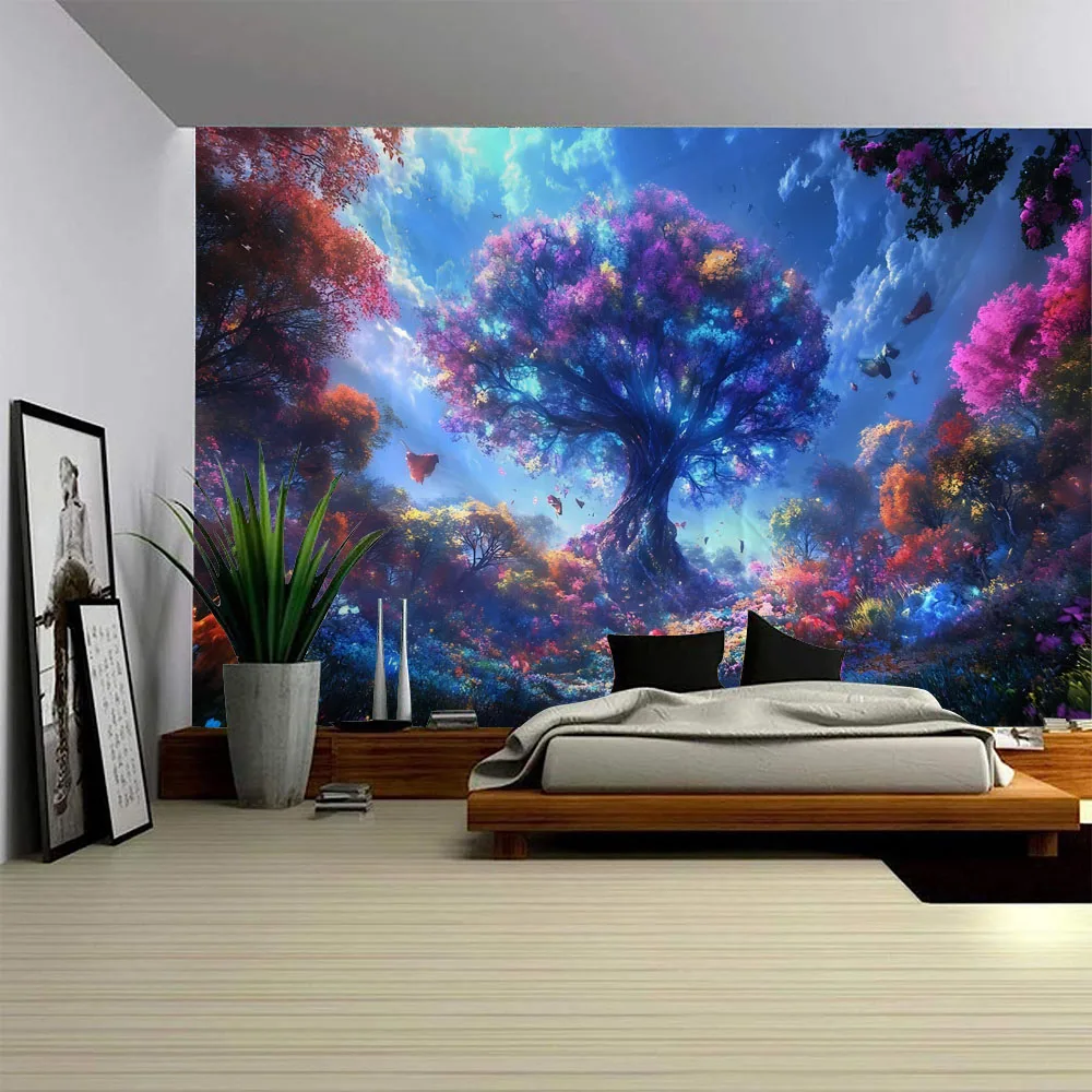 

Mysterious Forest Printed Tapestry, Home Decoration Aesthetic Wall Hanging Cloth, Dormitory Studio Background Poster