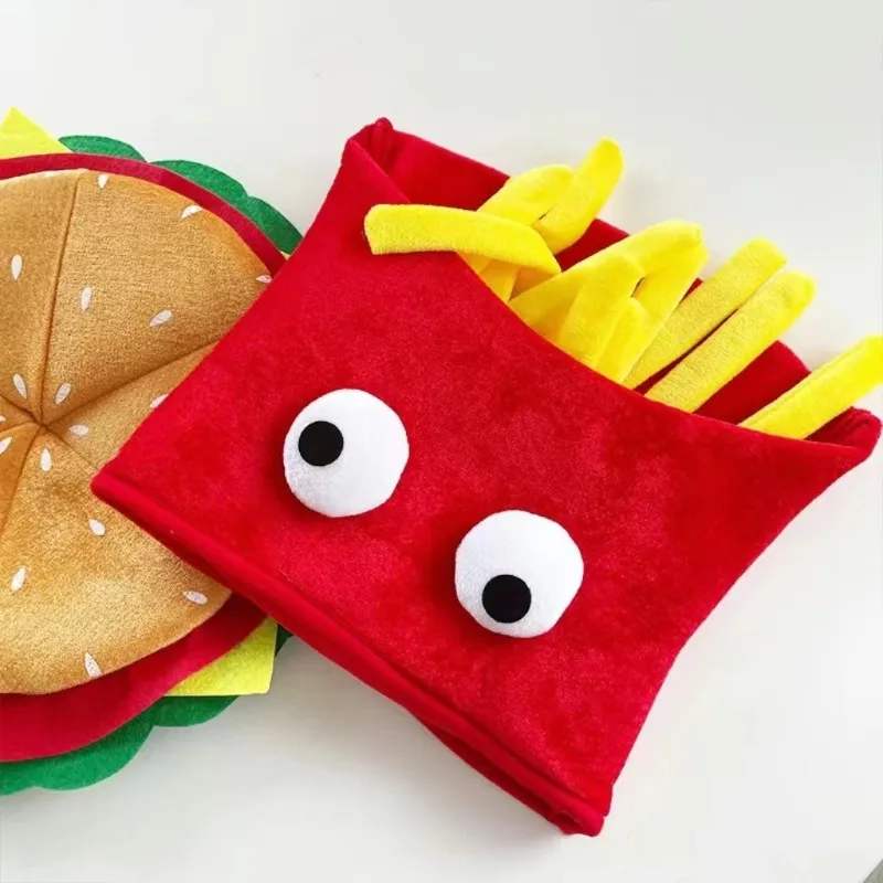 Halloween Hair Accessories Cartoon French Fries Burger Hat Creative Cute Party Dress Up Hat Stage Performance Photo Props